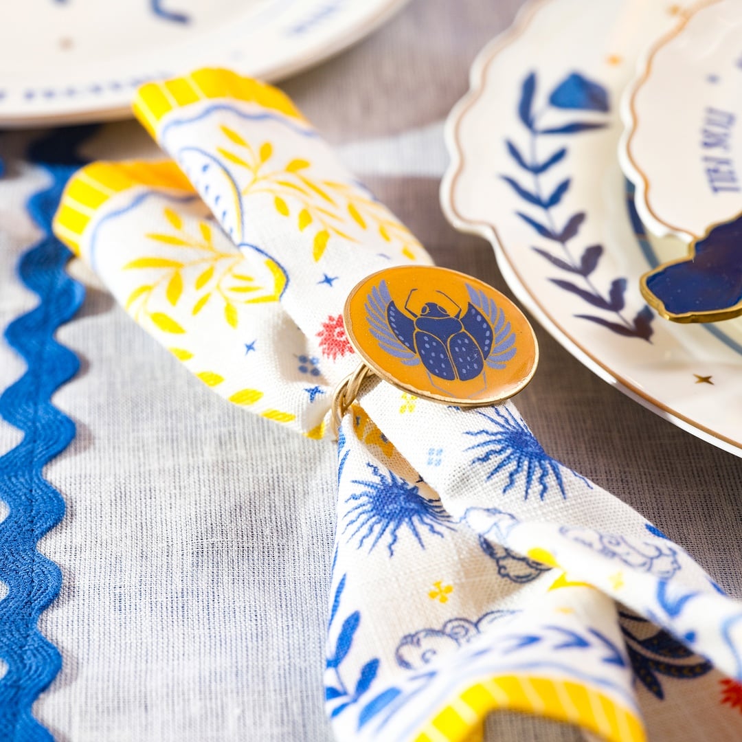 Agra Metal Peçete Halkası 4 Cm Mavi - Sarı