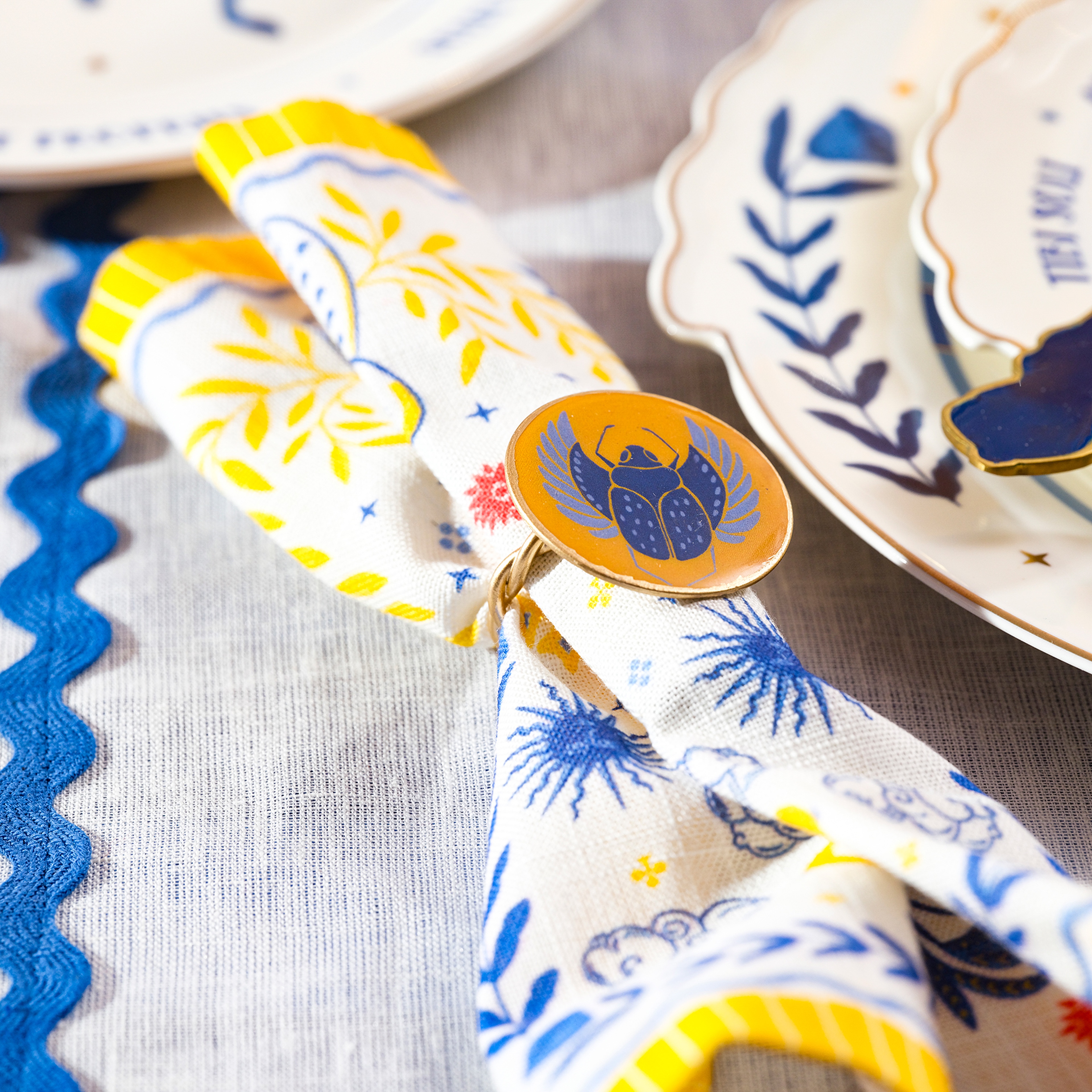 Agra Metal Peçete Halkası 4 Cm Mavi - Sarı