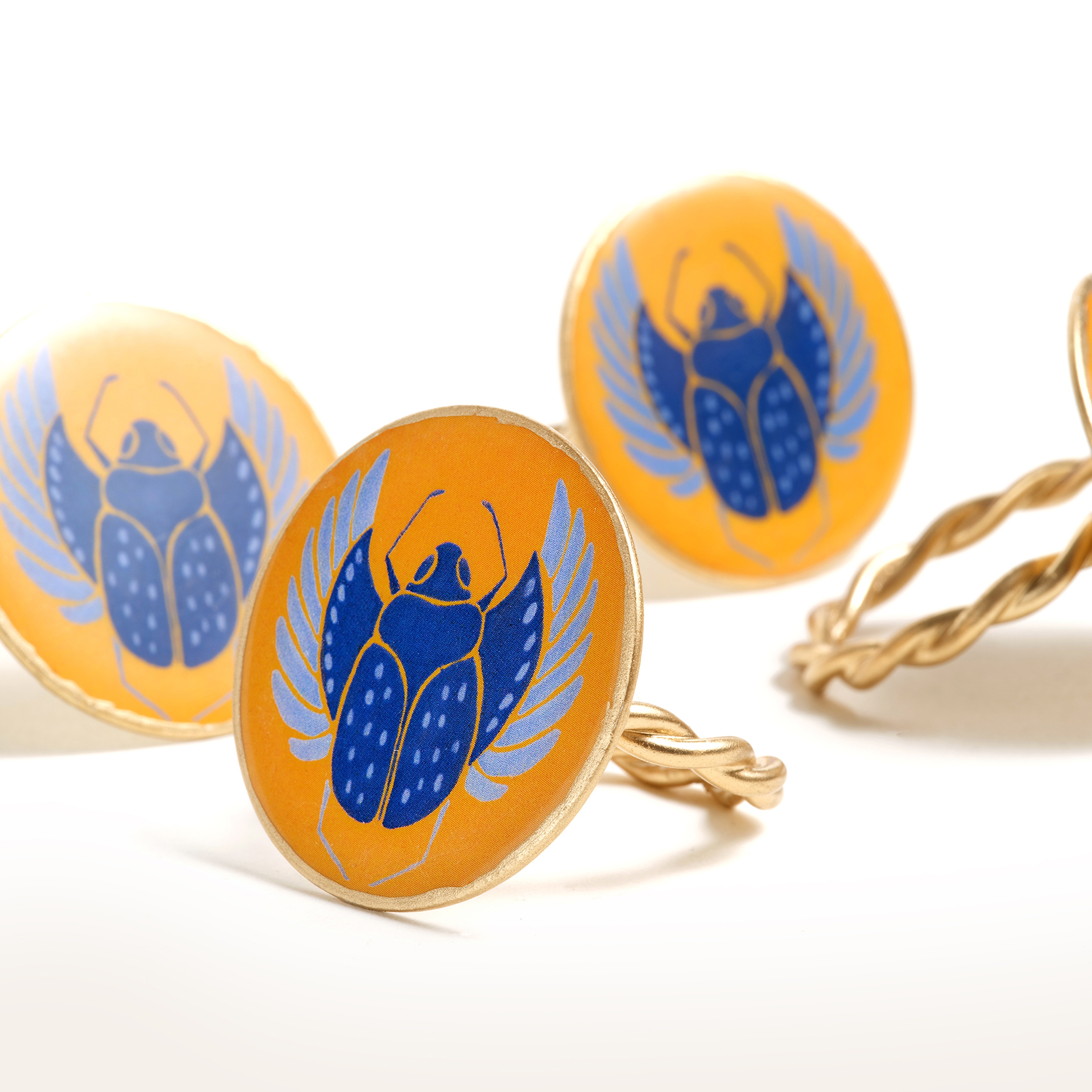 Agra Metal Peçete Halkası 4 Cm Mavi - Sarı