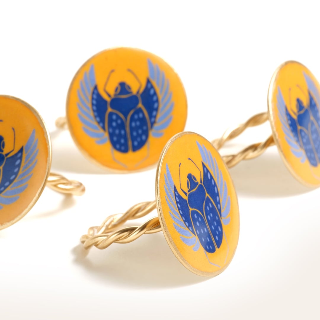 Agra Metal Peçete Halkası 4 Cm Mavi - Sarı