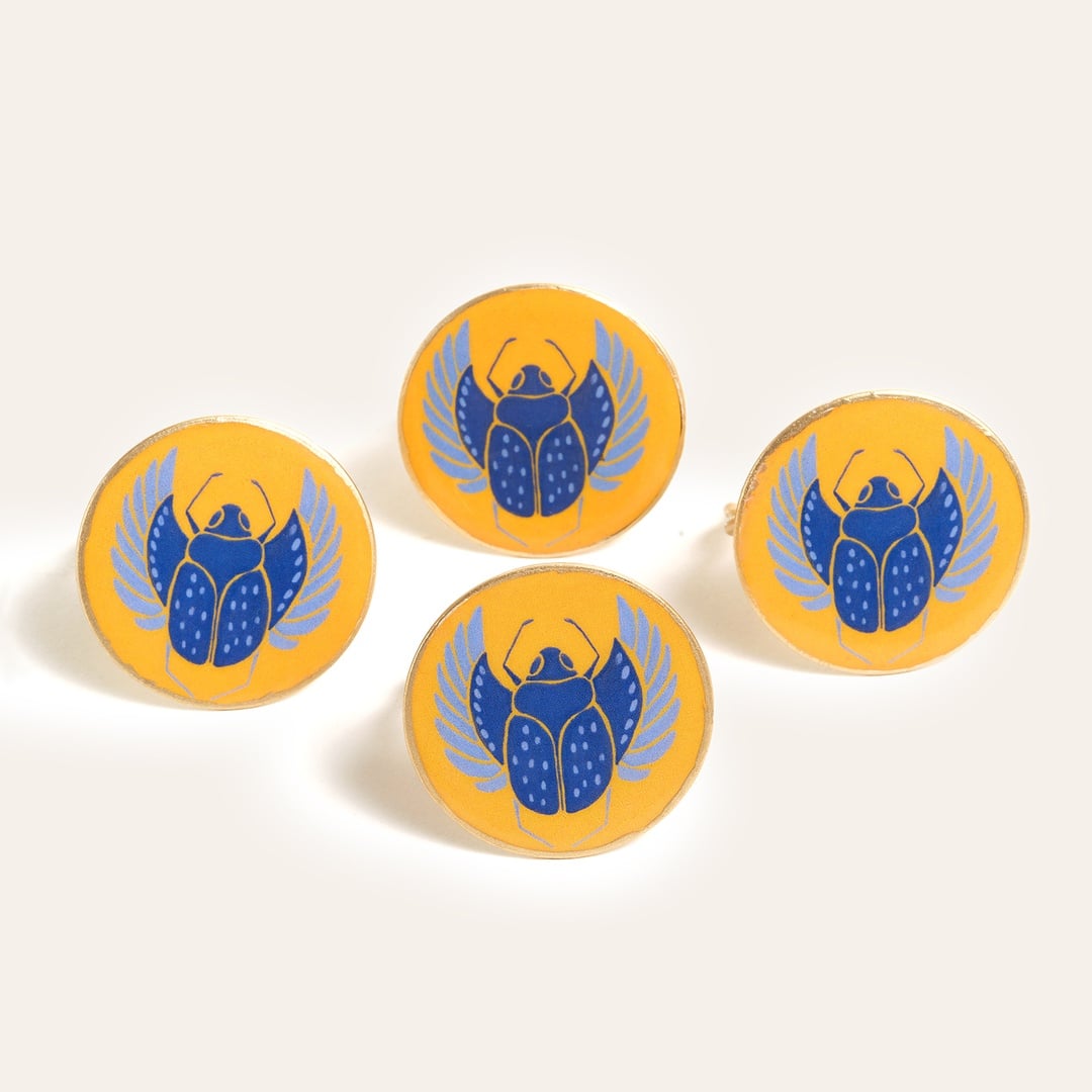 Agra Metal Peçete Halkası 4 Cm Mavi - Sarı