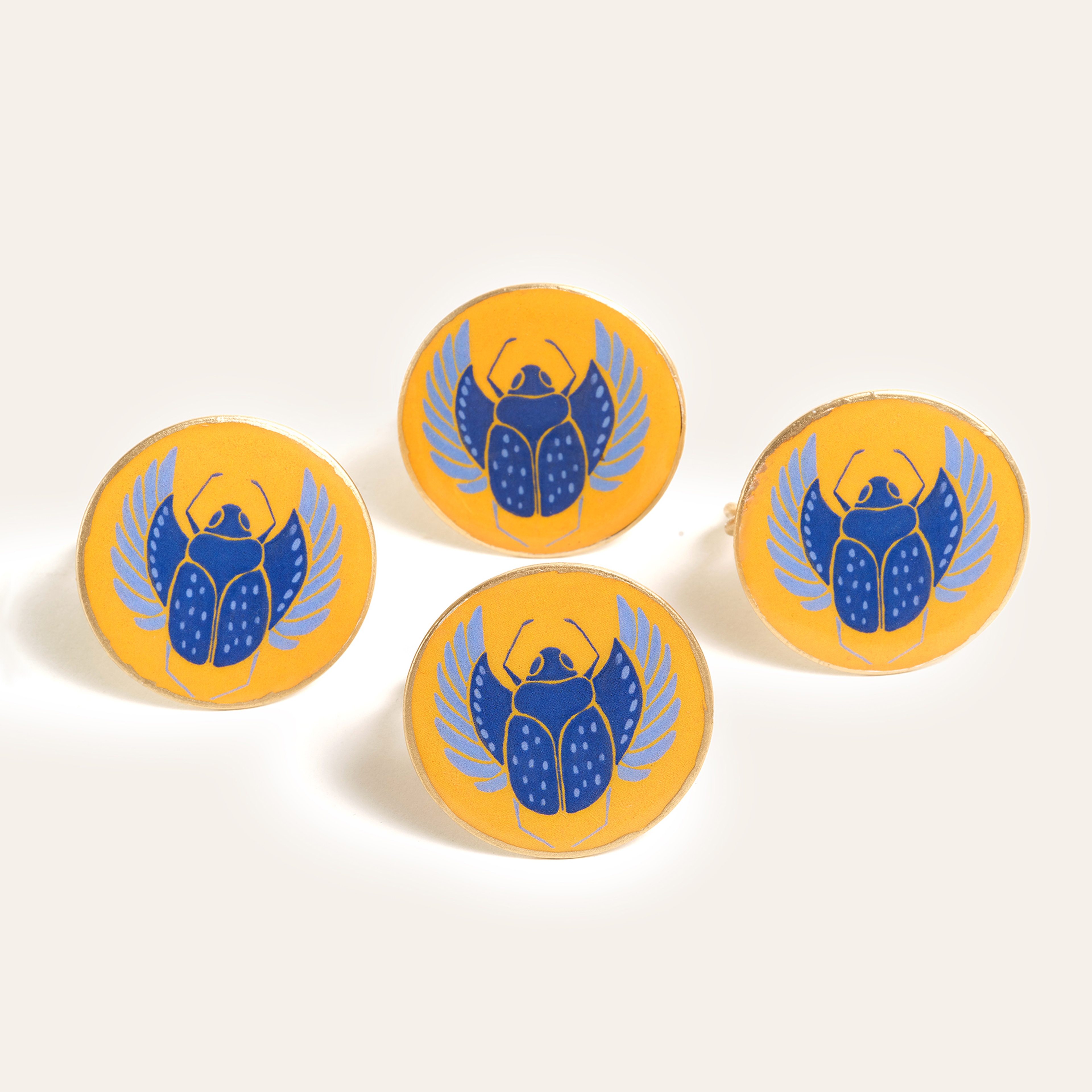 Agra Metal Peçete Halkası 4 Cm Mavi - Sarı