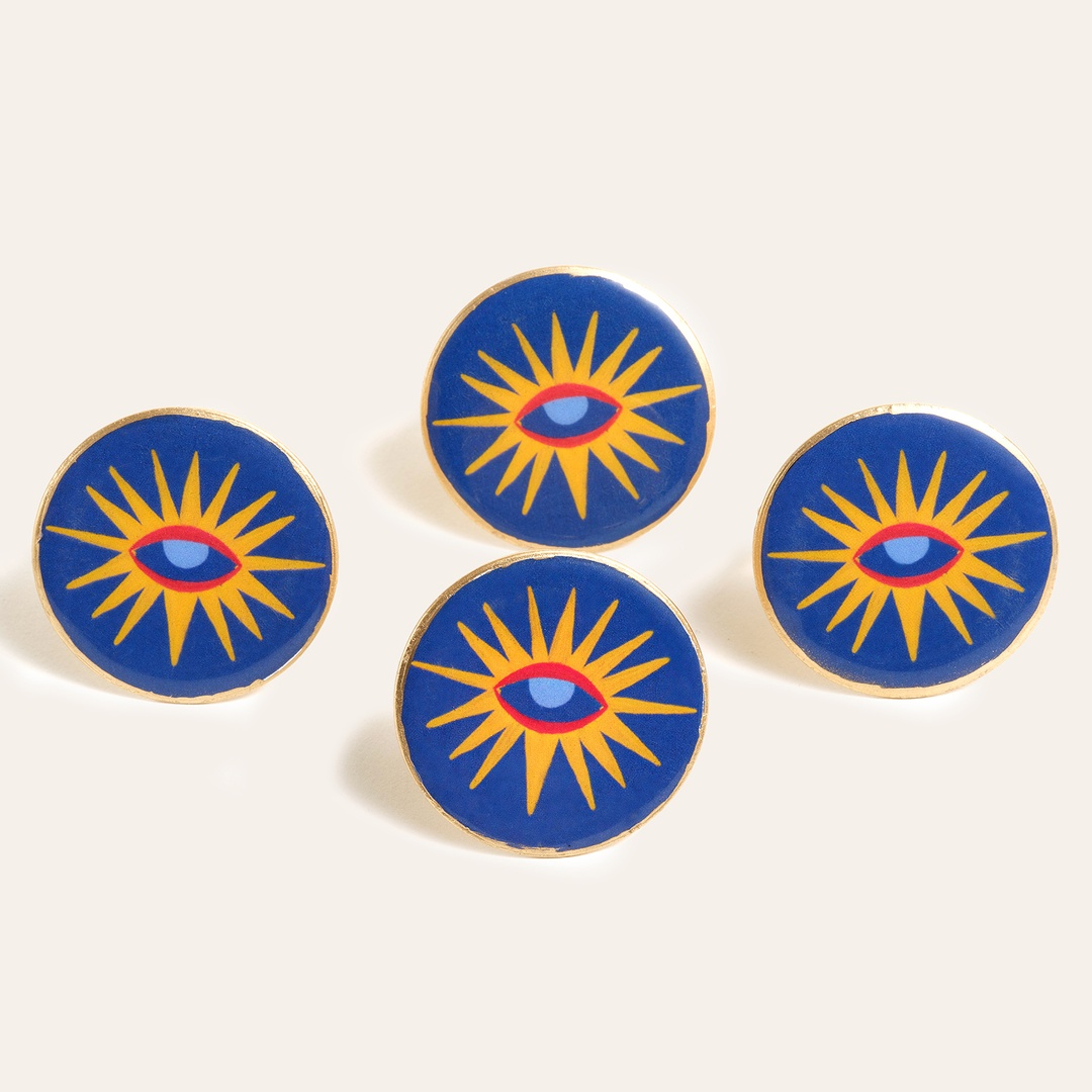 Agra Metal Peçete Halkası 4 Cm Mavi - Sarı