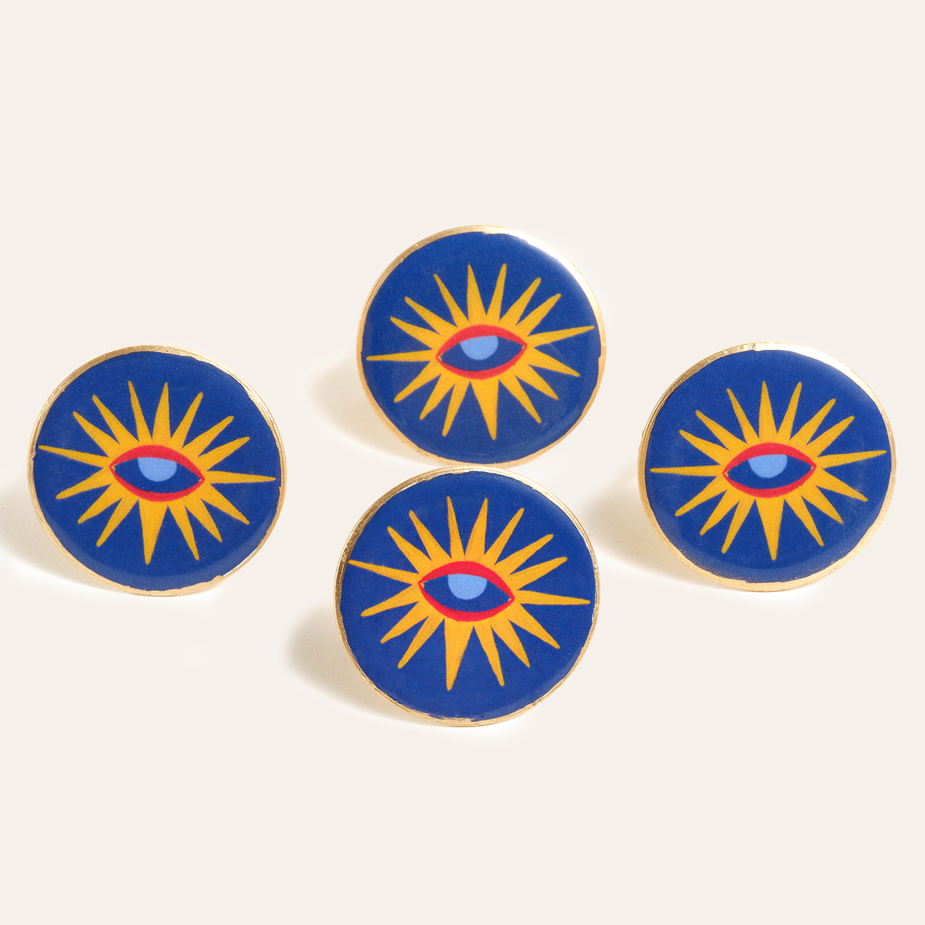 Agra Metal Peçete Halkası 4 Cm Mavi - Sarı