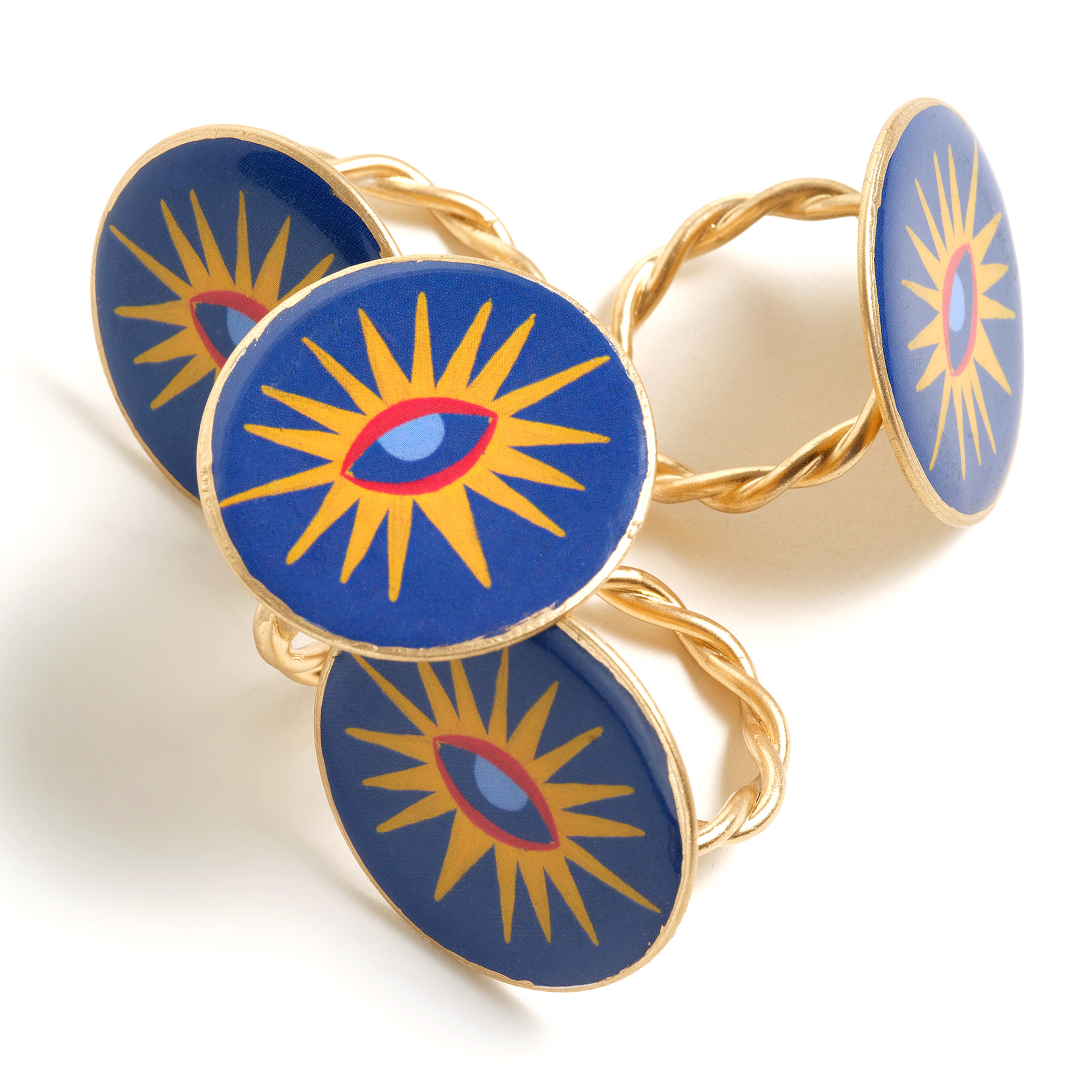 Agra Metal Peçete Halkası 4 Cm Mavi - Sarı