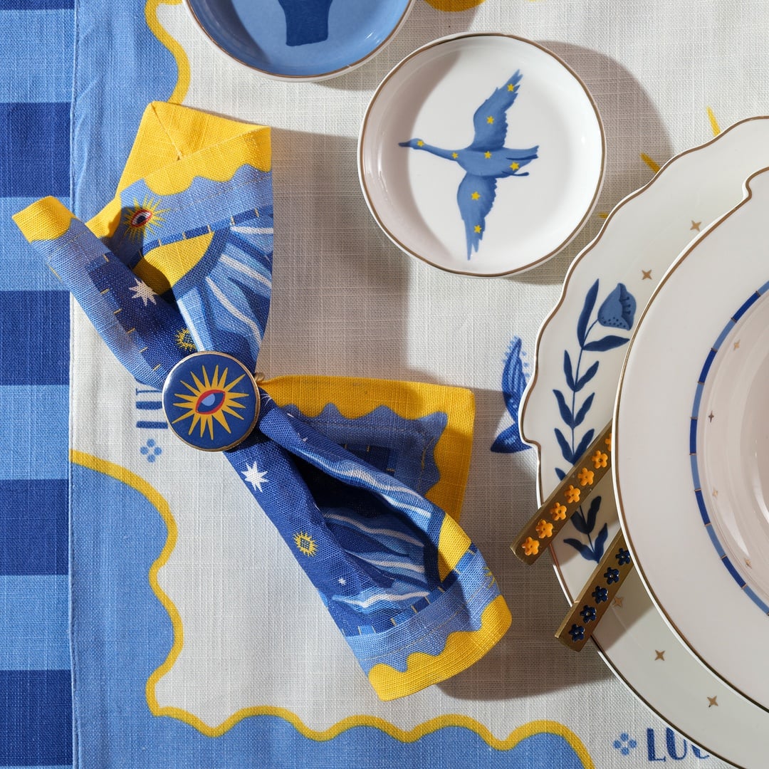 Agra Metal Peçete Halkası 4 Cm Mavi - Sarı