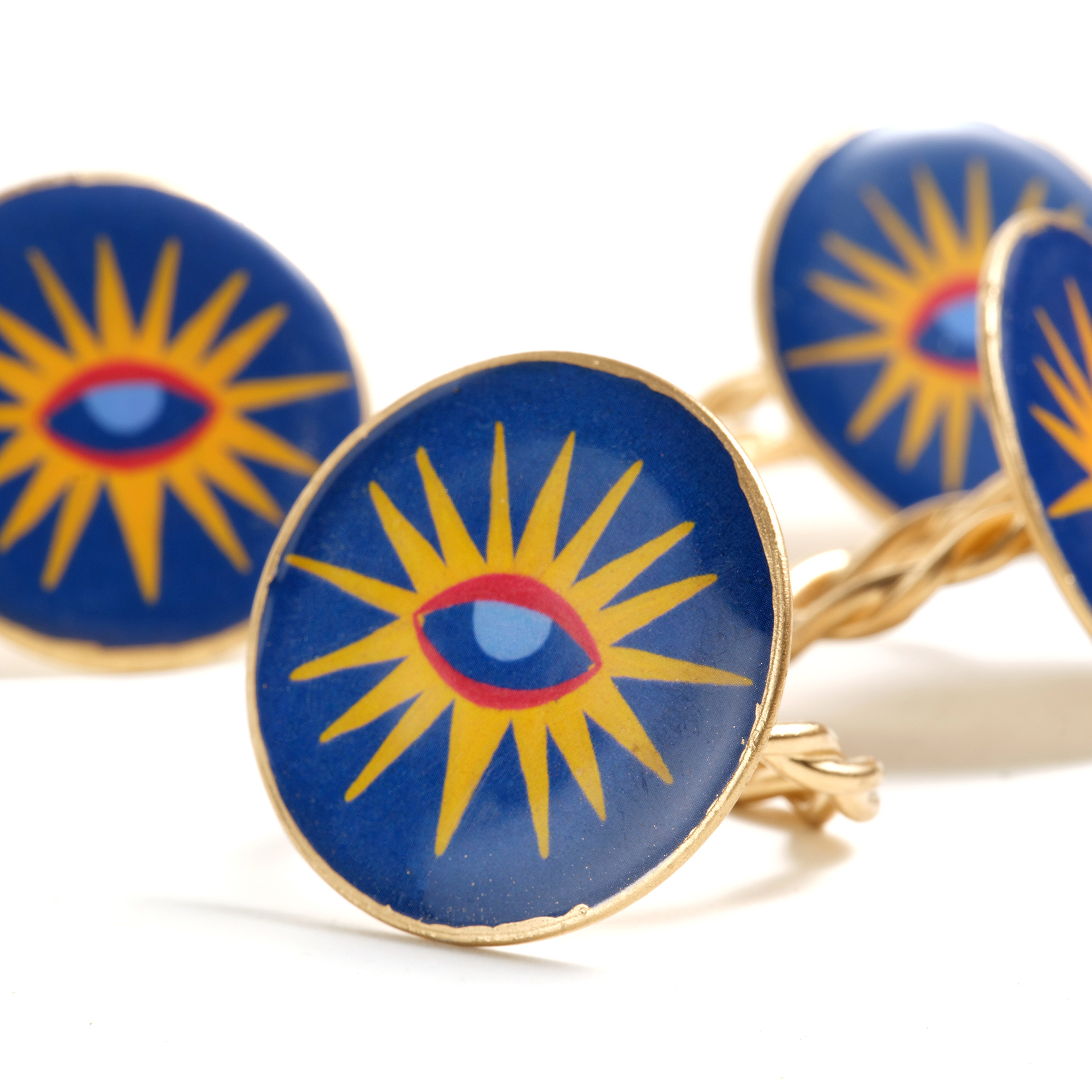 Agra Metal Peçete Halkası 4 Cm Mavi - Sarı