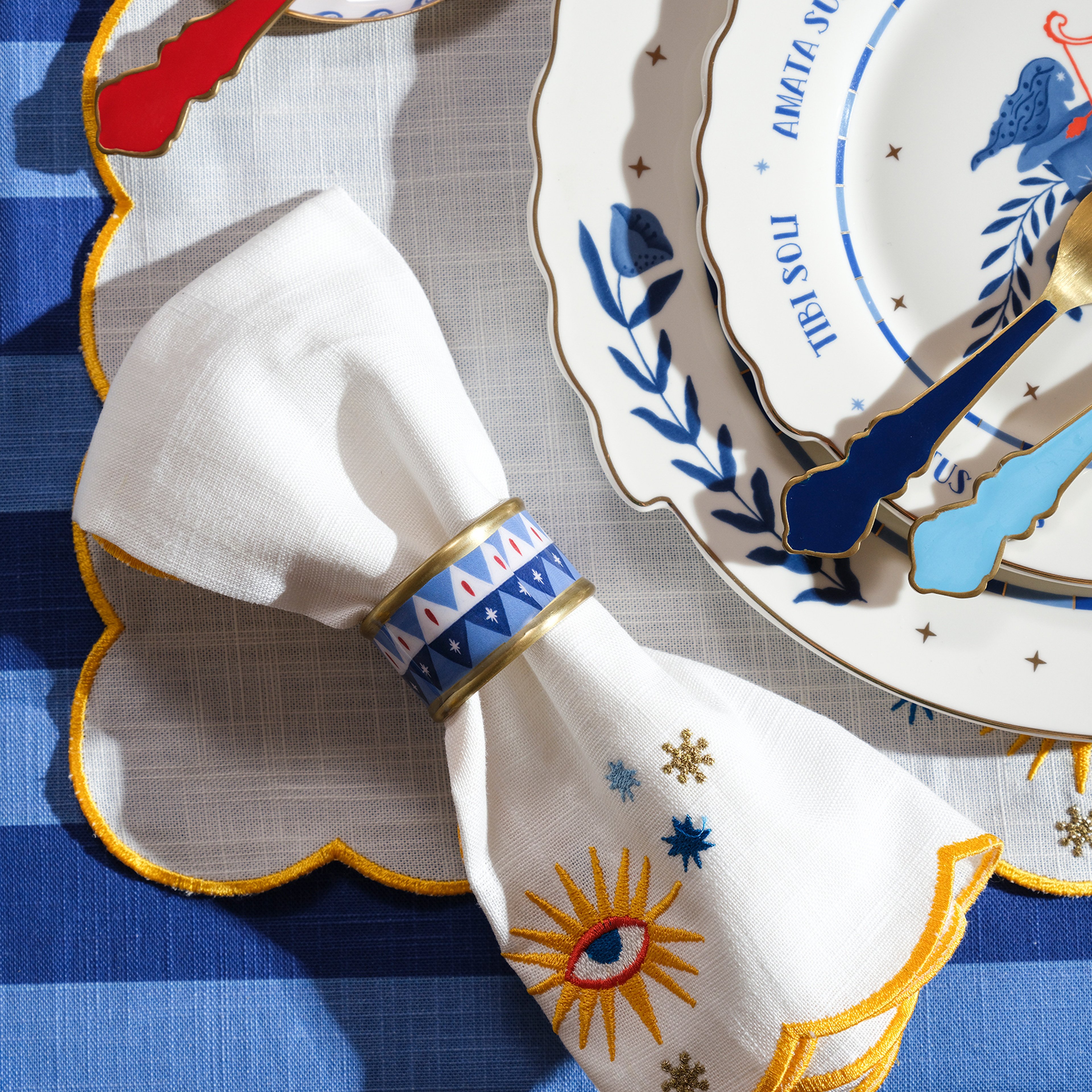 Agra Pirinç Peçete Halkası 5 Cm Mavi