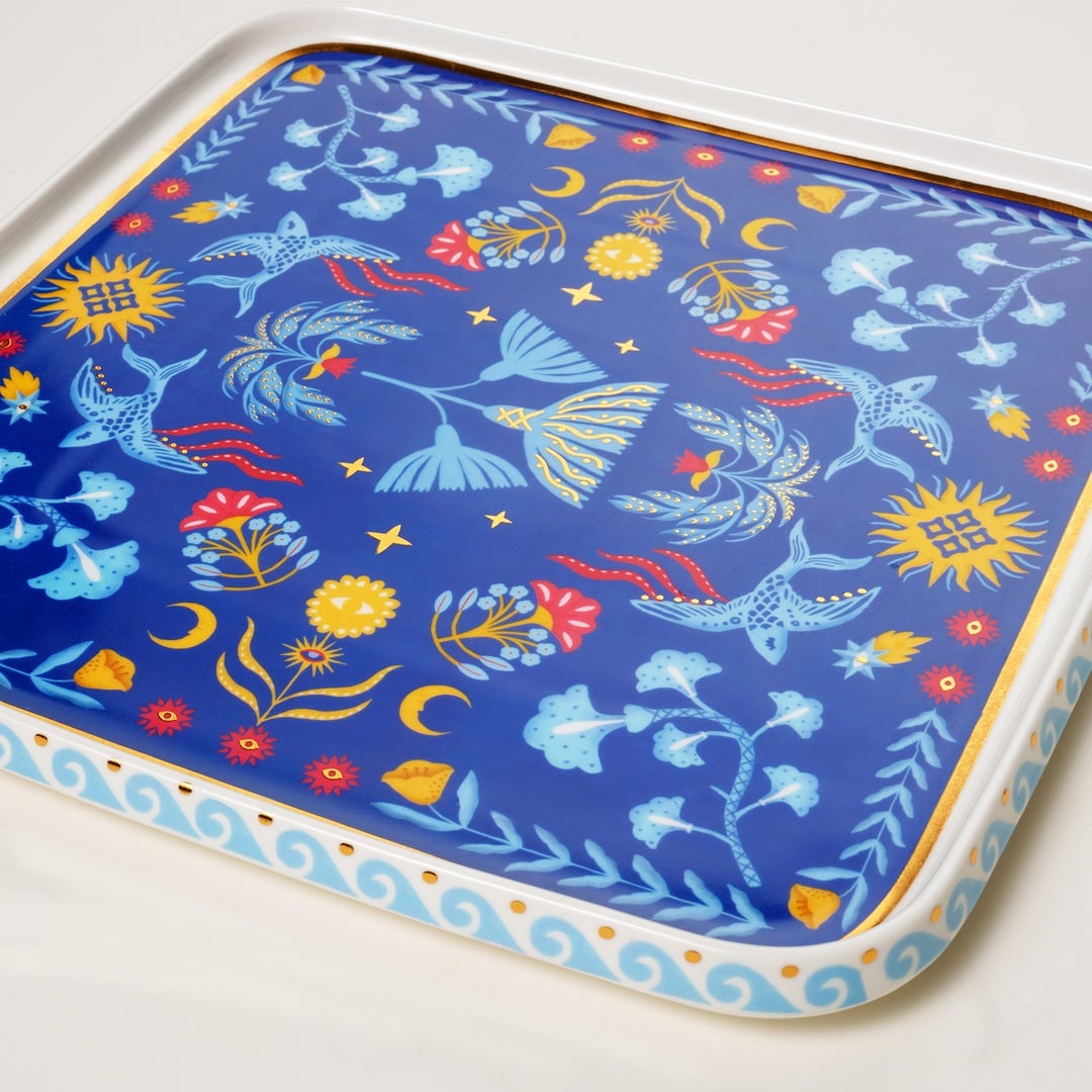 Shekou Porselen Dekoratif Obje 28x28x3 Cm Renkli