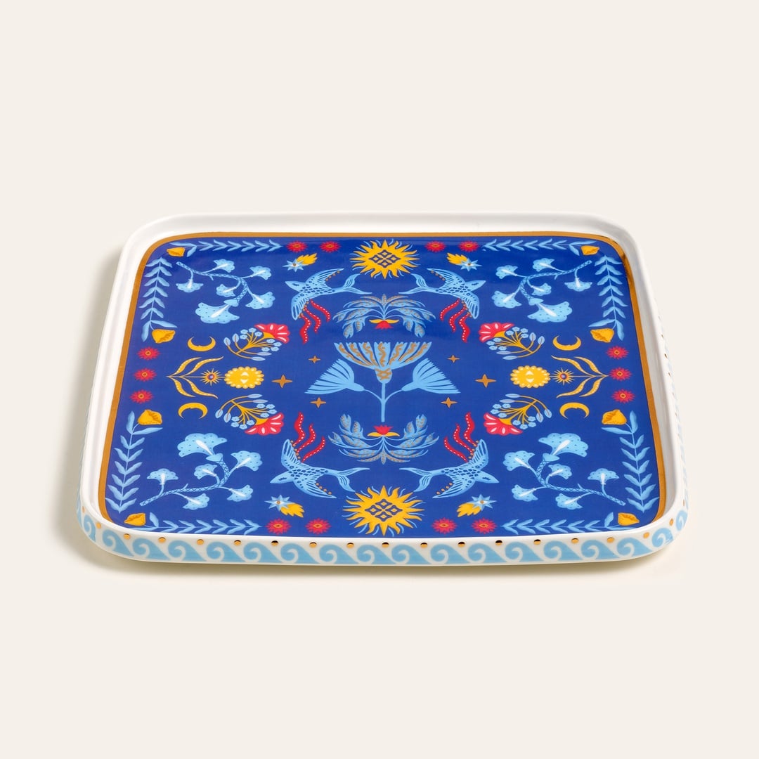 Shekou Porselen Dekoratif Obje 28x28x3 Cm Renkli