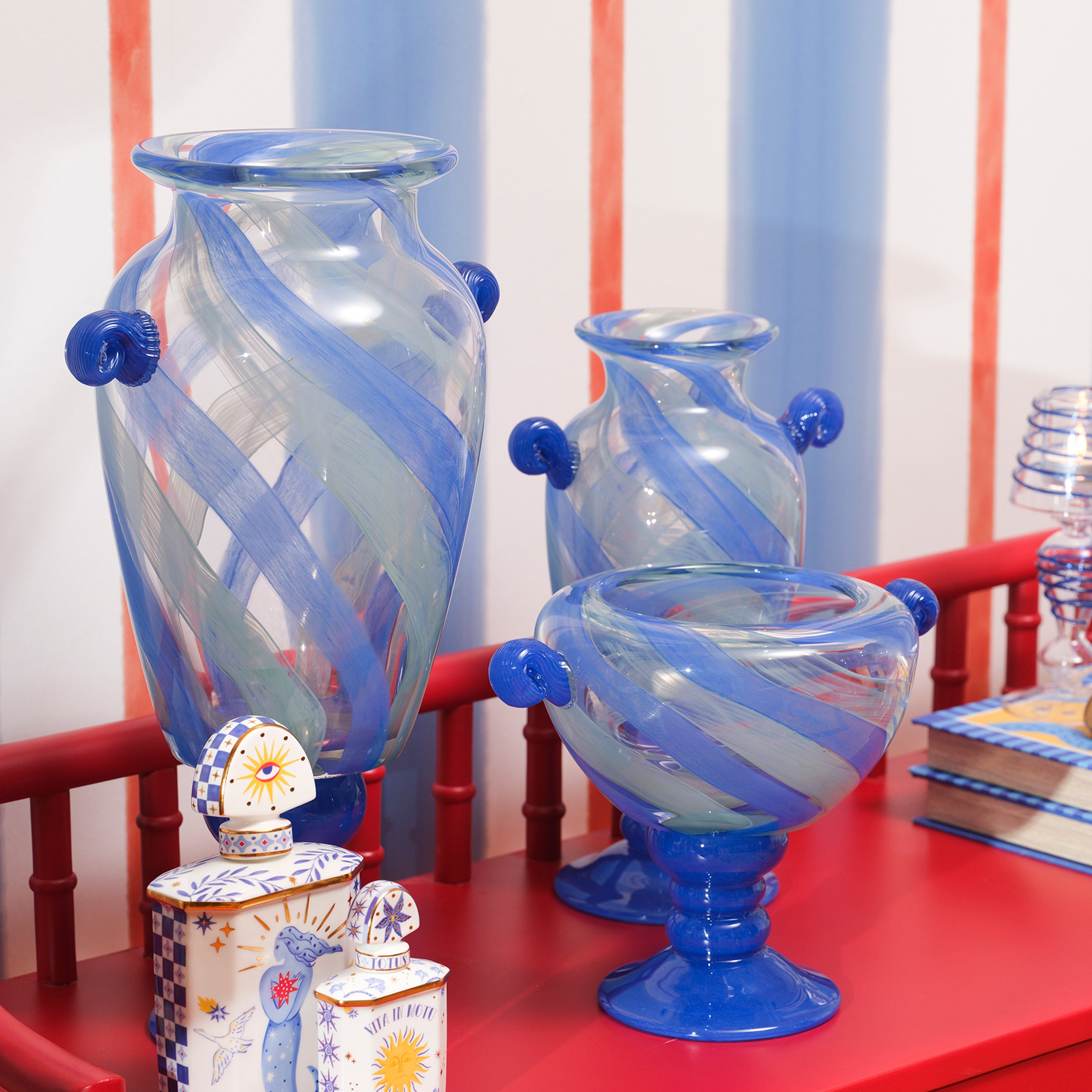 Baıta Cam Vazo 27x20x23 Cm Mavi