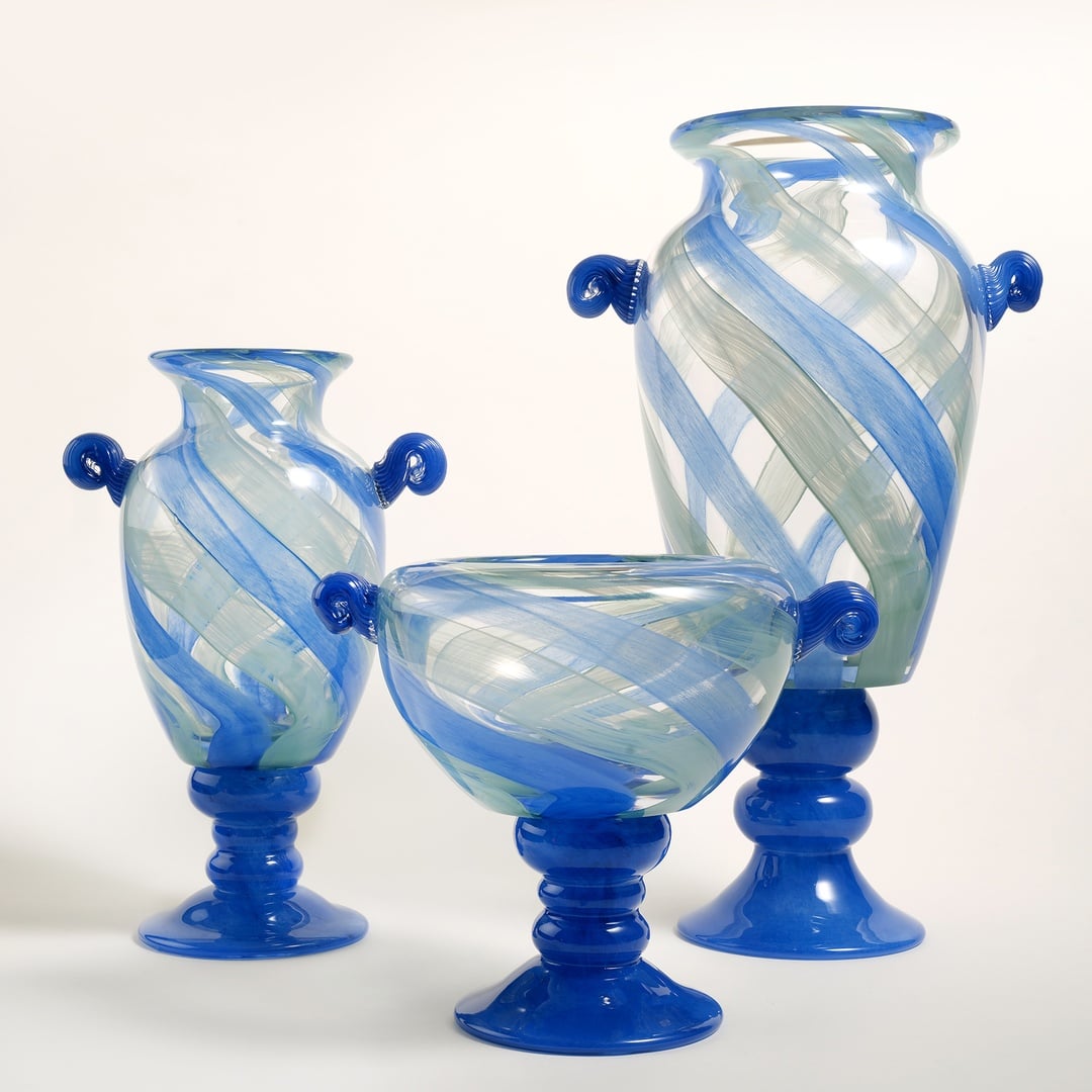 Baıta Cam Vazo 27x20x46 Cm Mavi