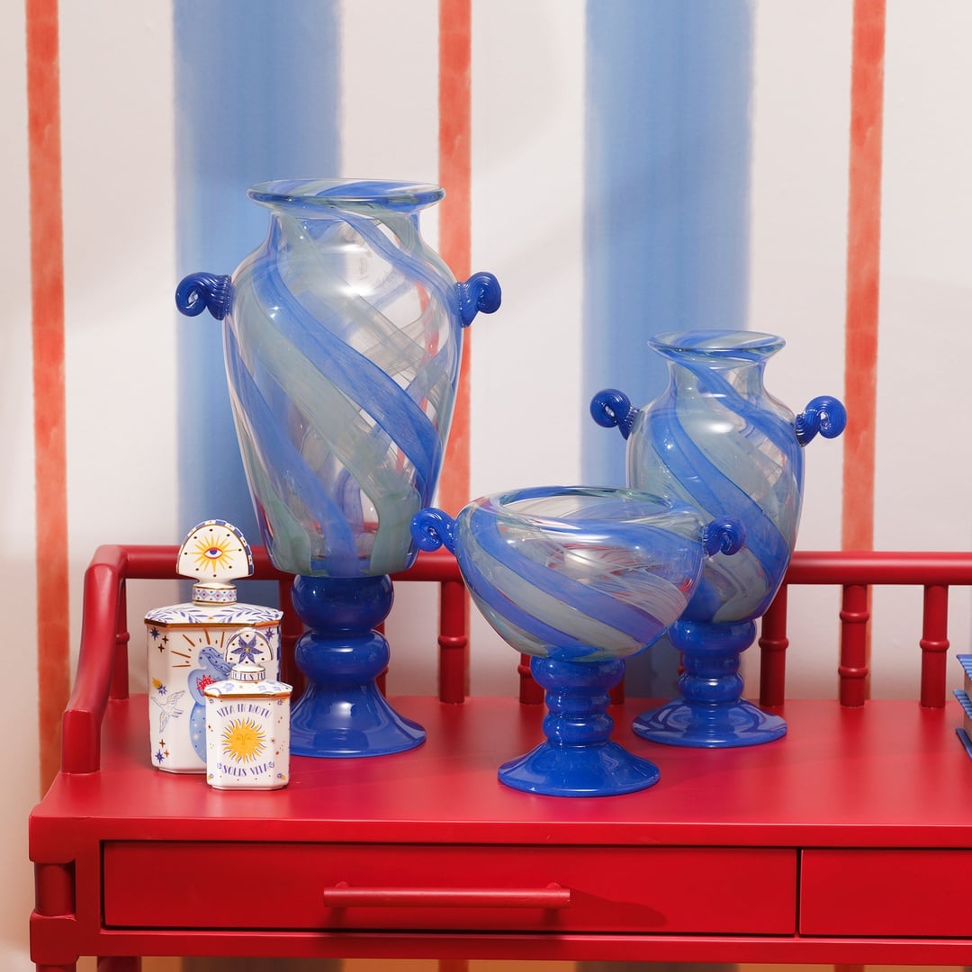 Baıta Cam Vazo 27x20x46 Cm Mavi