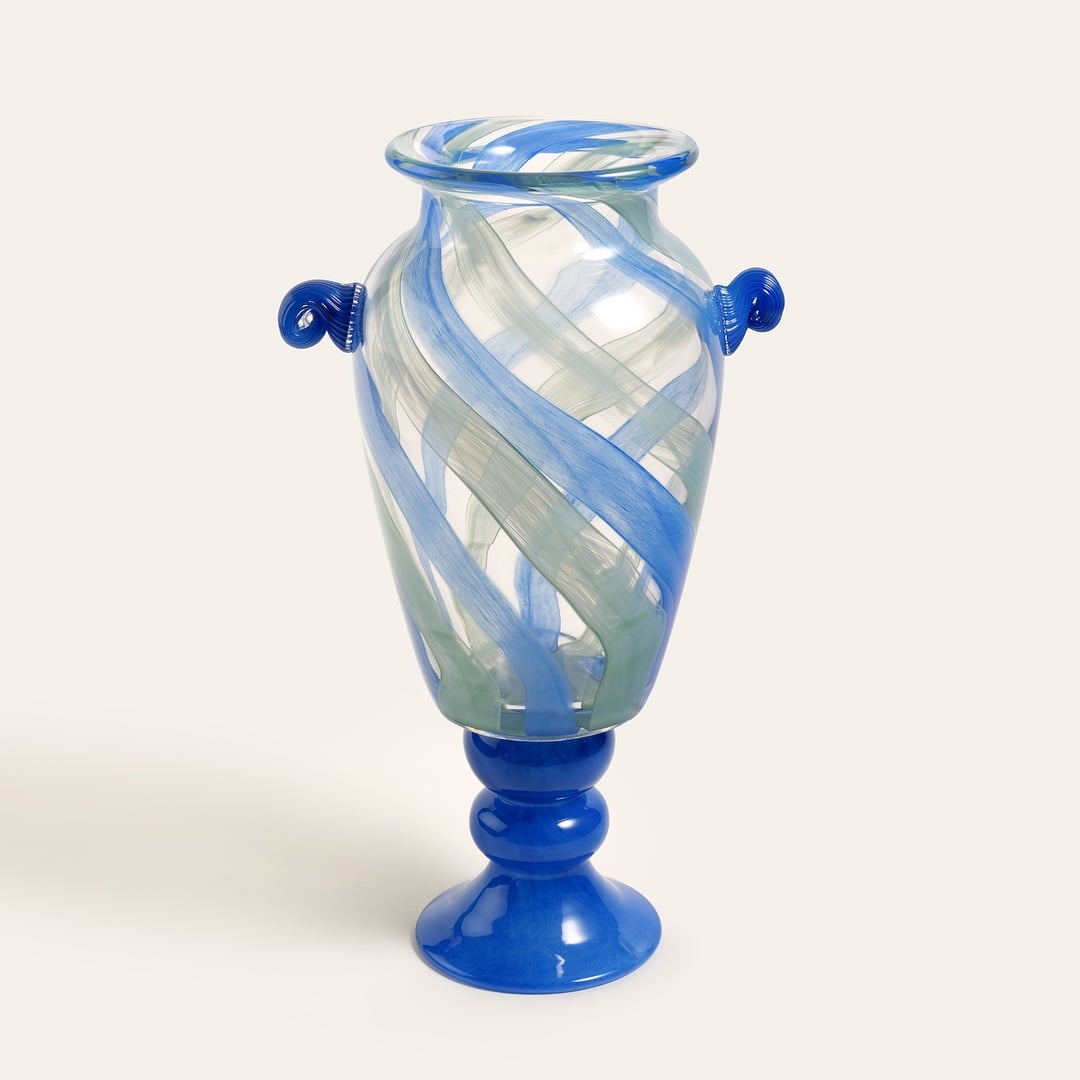 Baıta Cam Vazo 27x20x46 Cm Mavi