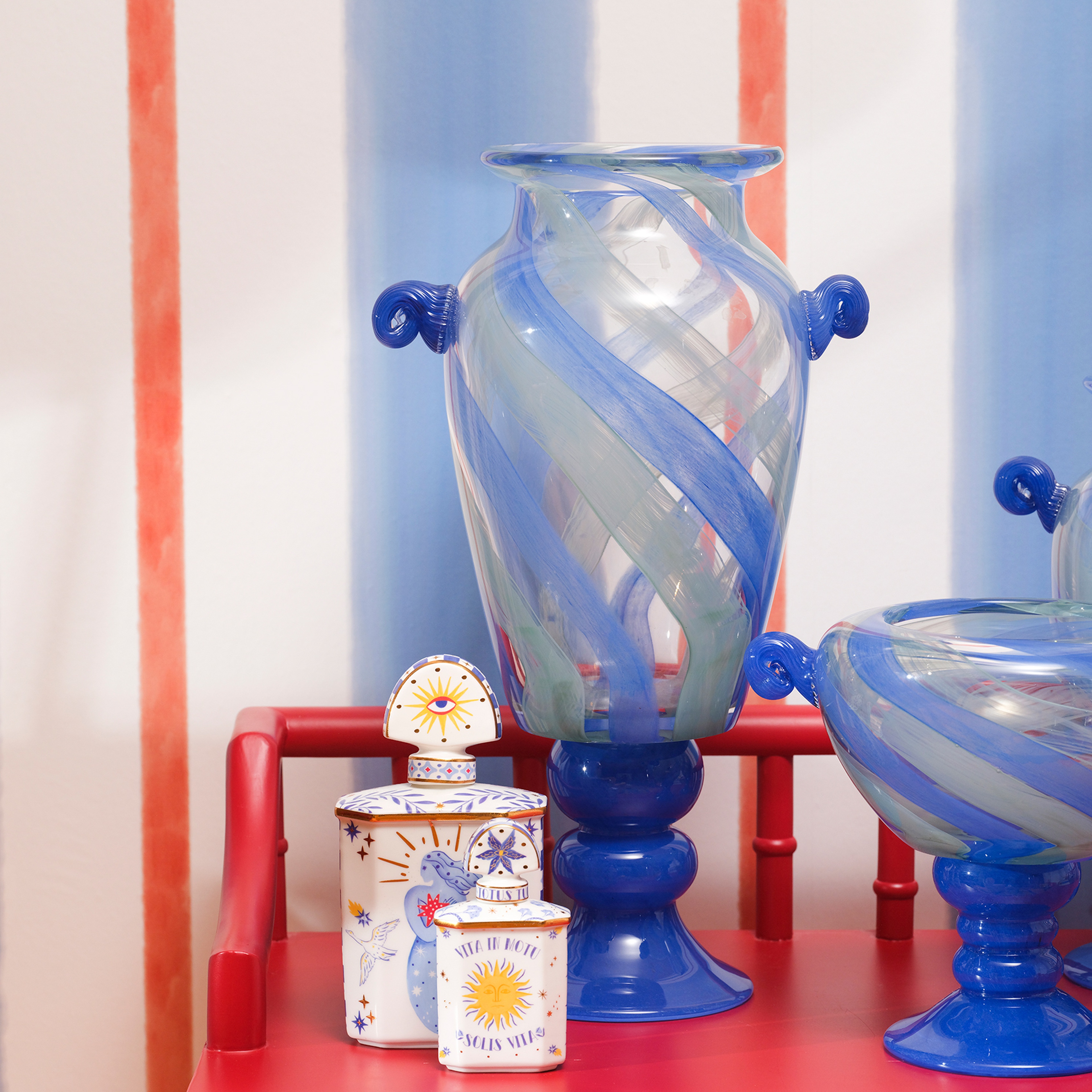 Baıta Cam Vazo 27x20x46 Cm Mavi