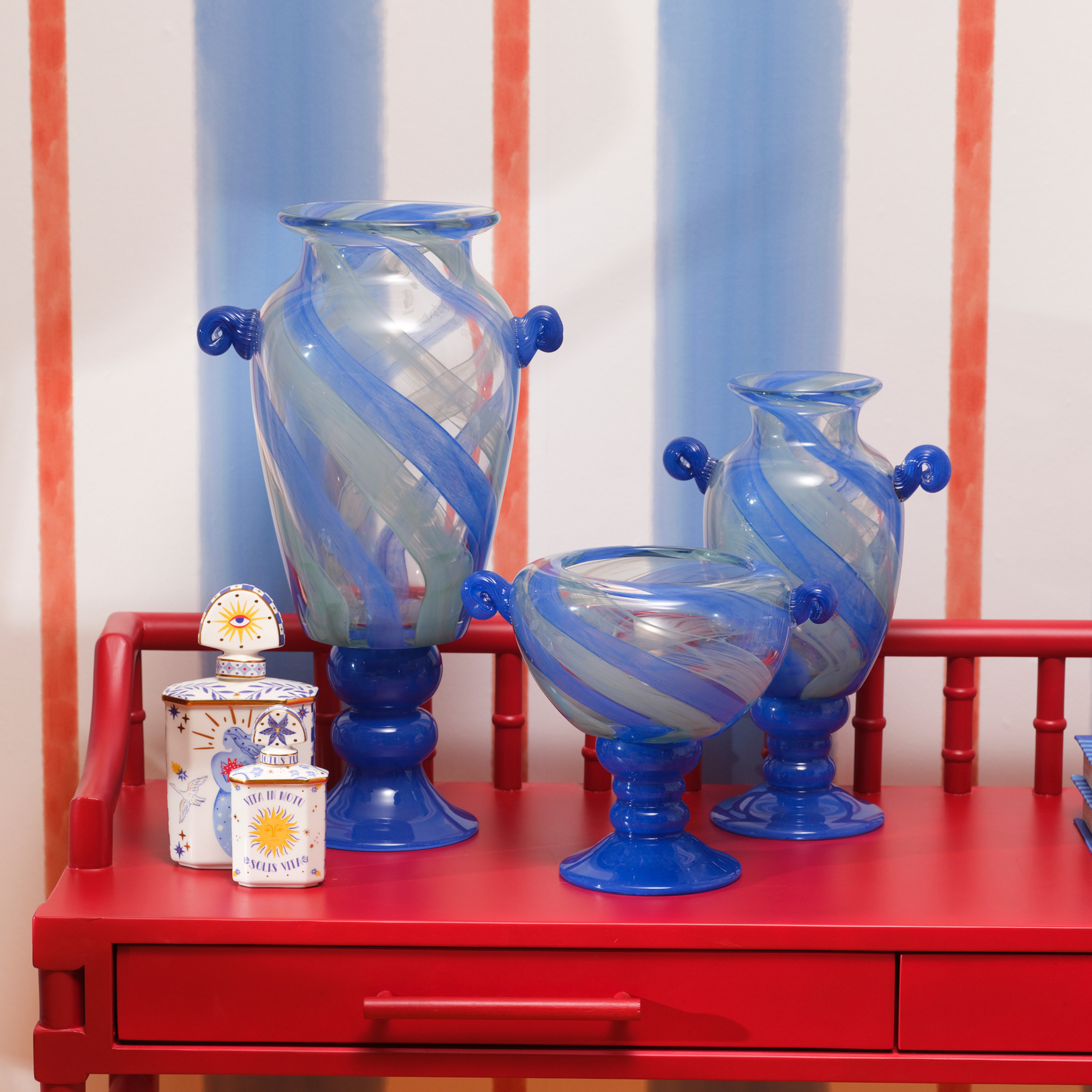 Baıta Cam Vazo 23x15x33 Cm Mavi