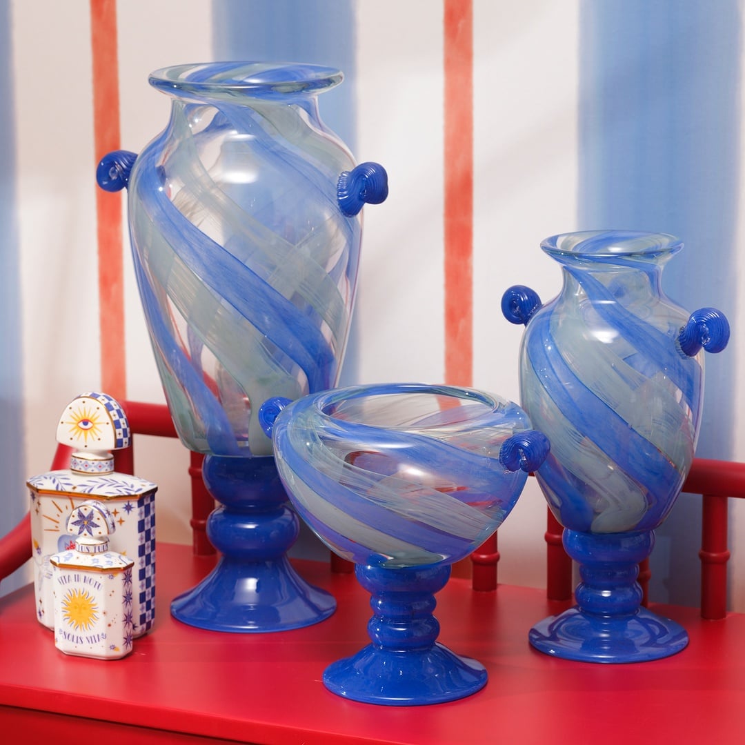 Baıta Cam Vazo 23x15x33 Cm Mavi