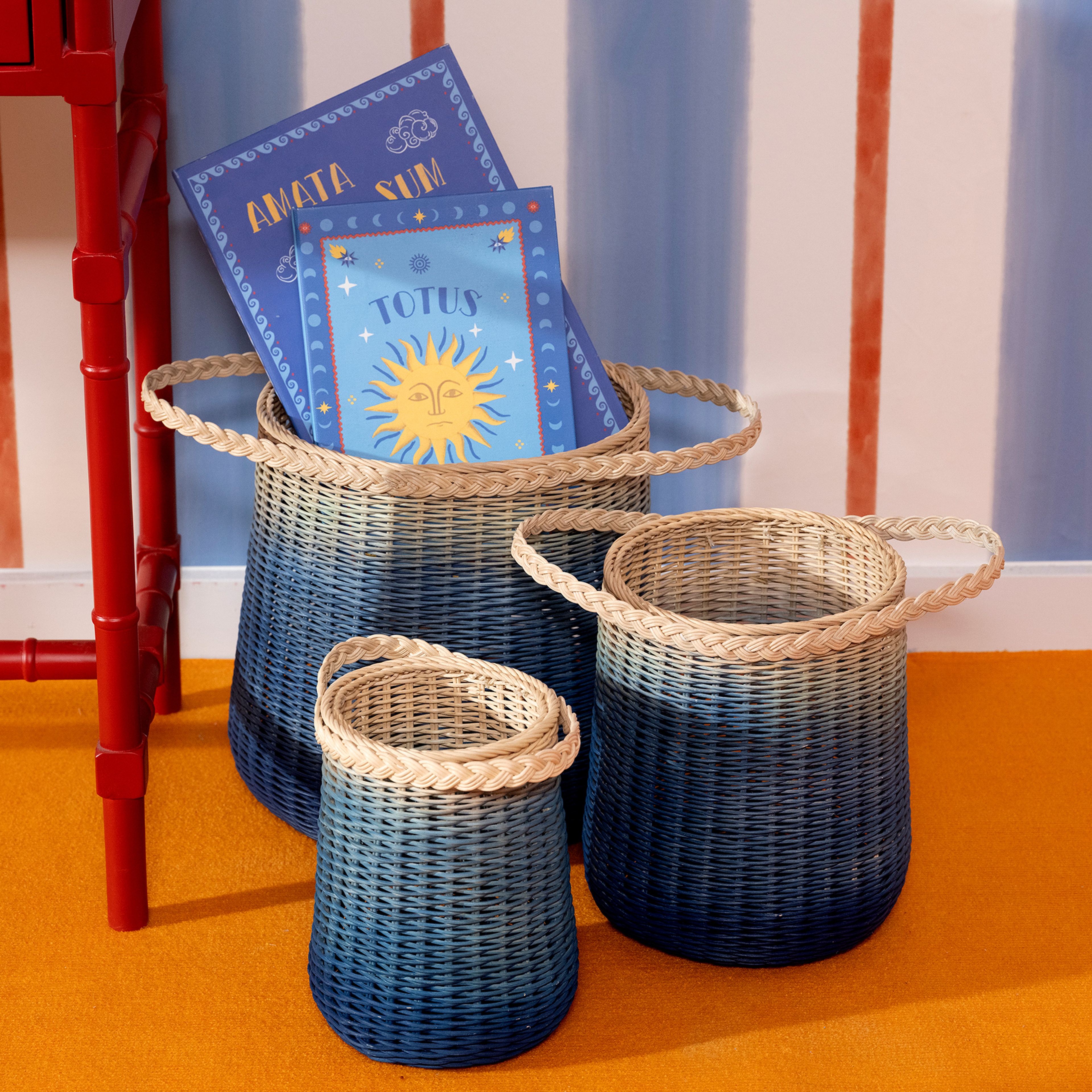 Java Rattan Sepet 36 Cm Mavi