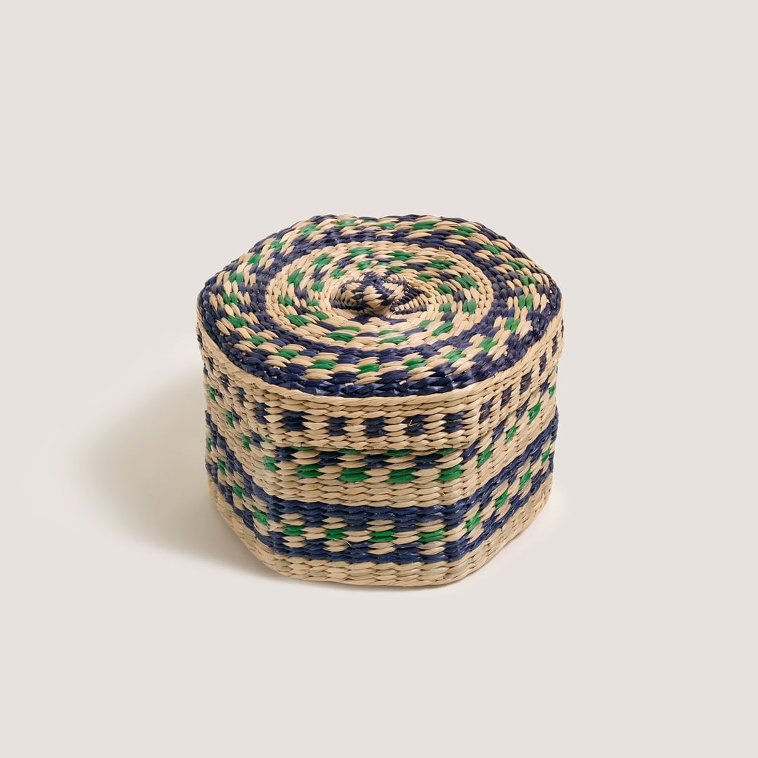 Tam Dao Deniz Çayırı Dekoratif Kutu 22x13 Cm Lacıvert - Yeşil