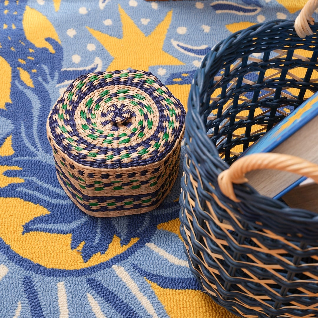 Tam Dao Deniz Çayırı Dekoratif Kutu 22x13 Cm Lacıvert - Yeşil