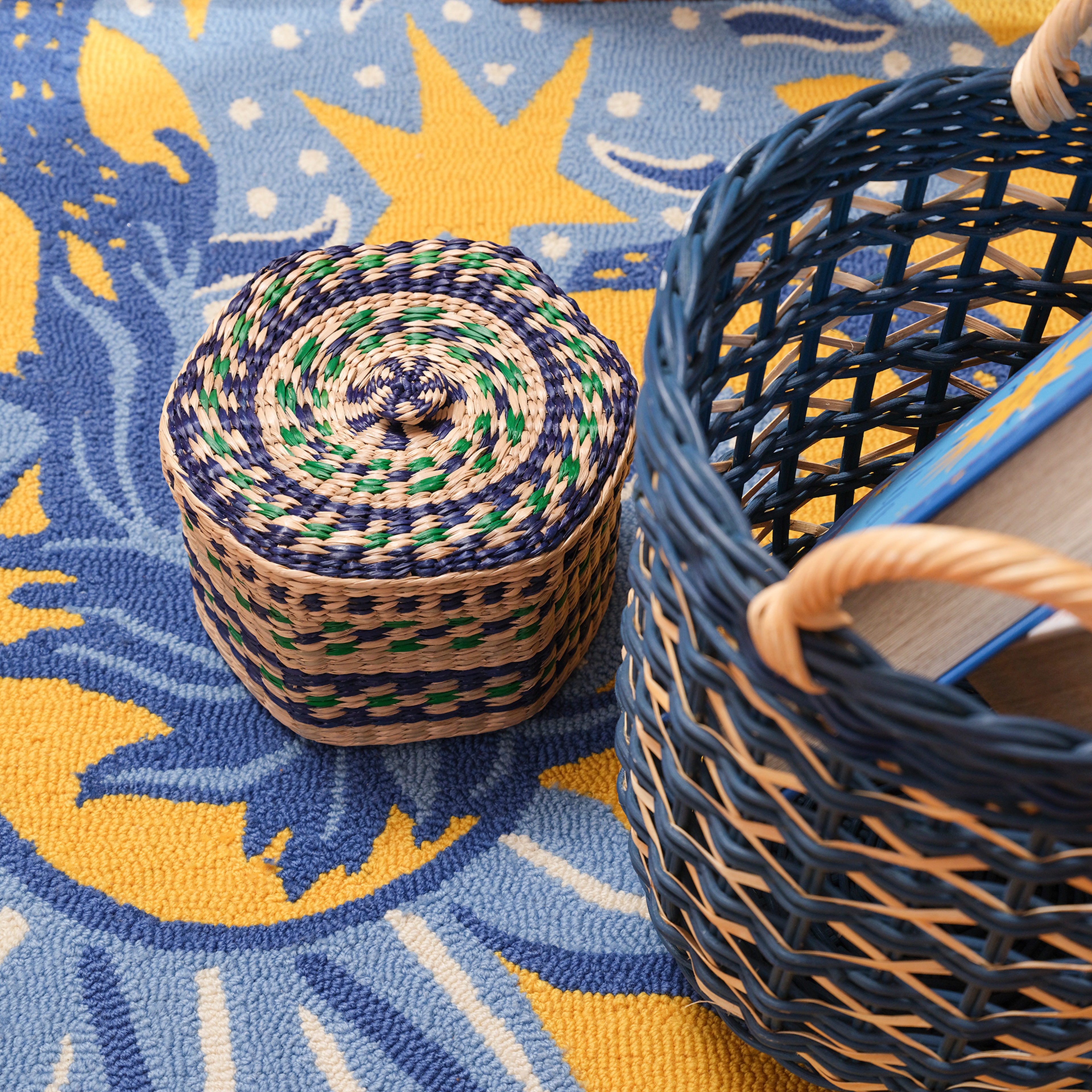 Tam Dao Deniz Çayırı Dekoratif Kutu 22x13 Cm Lacıvert - Yeşil