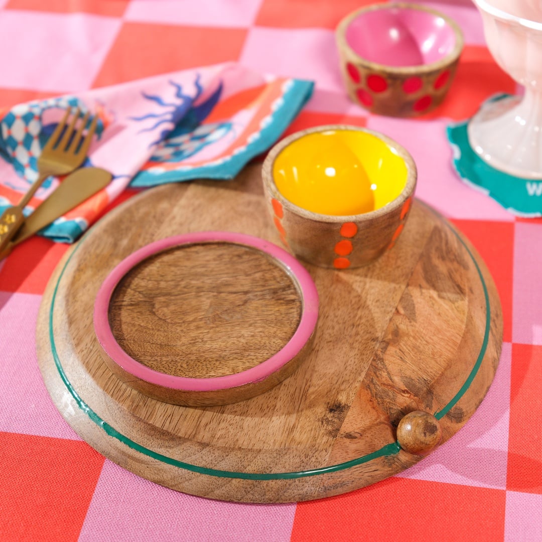 Lakrı Mango Ağacı Sunum Tahtası 24x24x2 Cm Yeşil