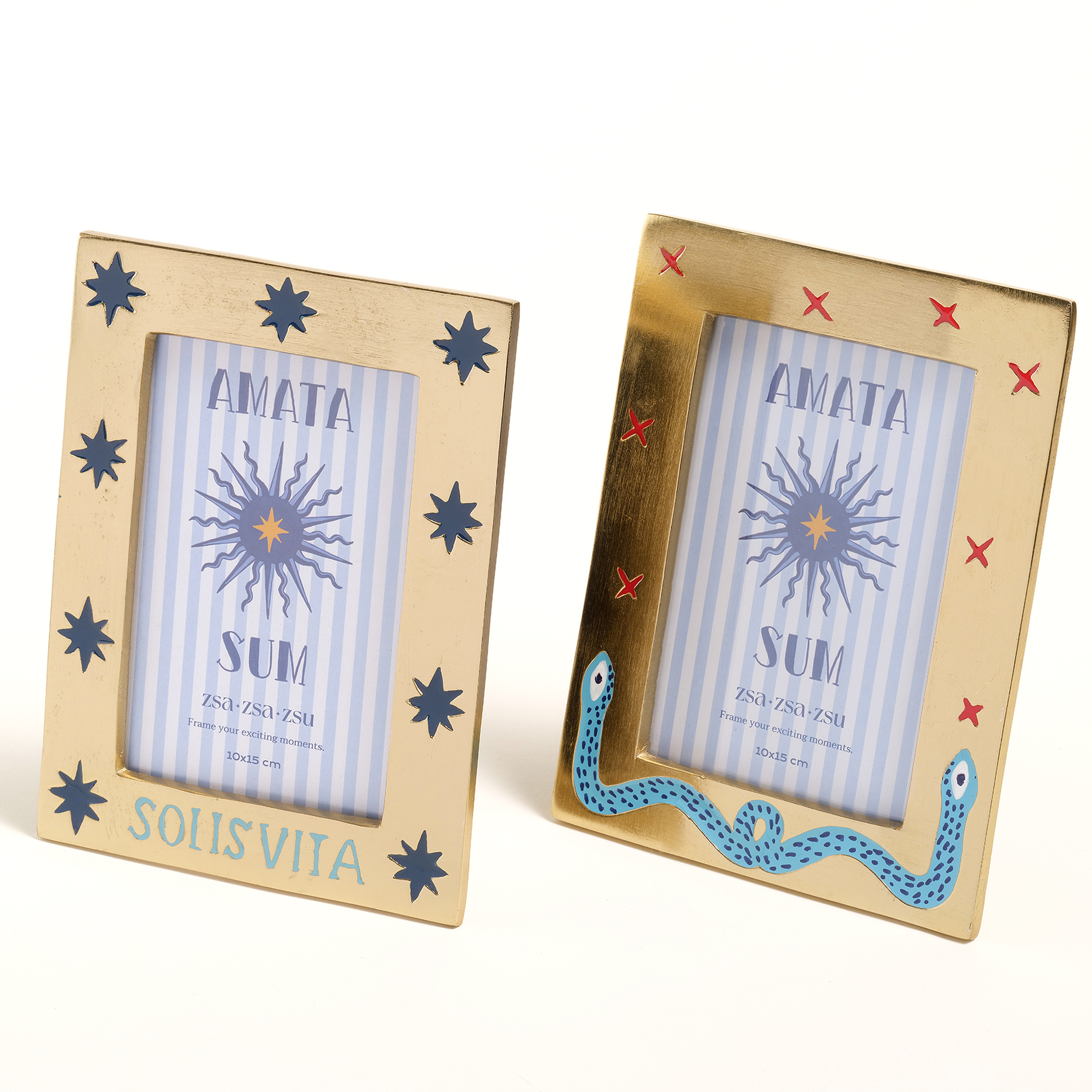 Rampur Metal Çerçeve 20x15 Cm Altın - Mavi