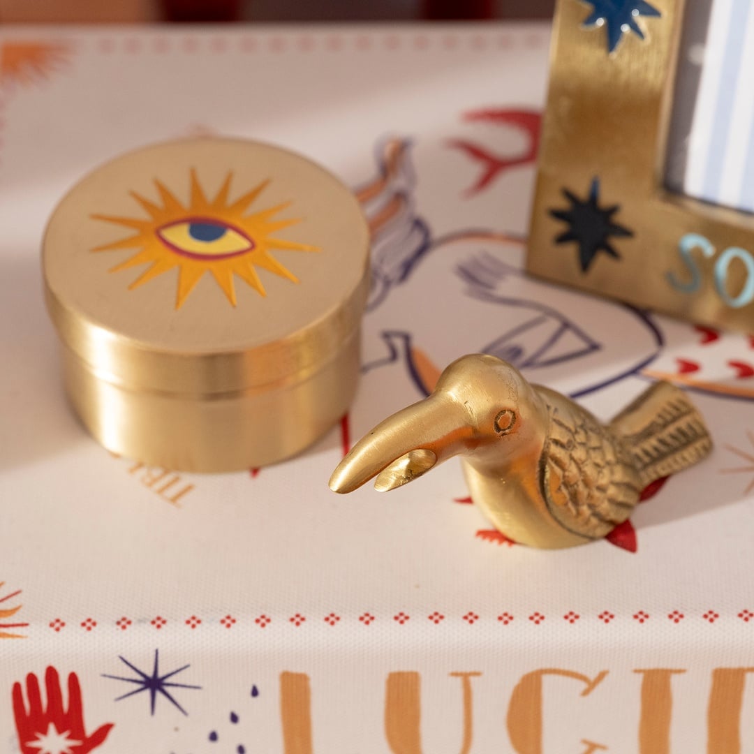 Lotus Pirinç Dekoratif Obje 9x3x5 Cm Mat Altın