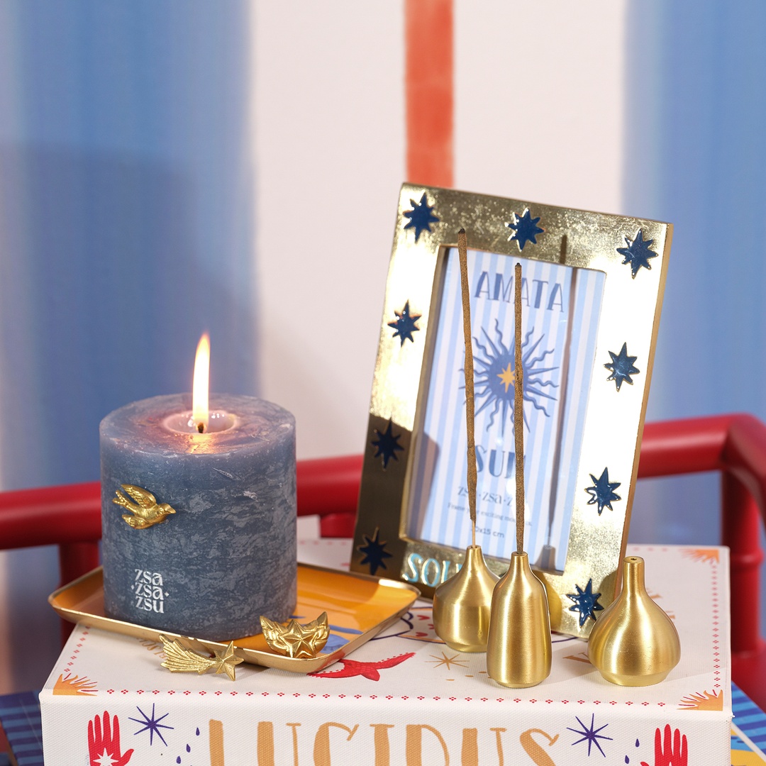 Lotus Pirinç Tütsü Tutucu 4x4x5 Cm Mat Altın