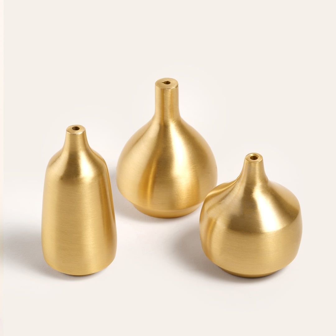 Lotus Pirinç Tütsü Tutucu 3x3x6 Cm Mat Altın