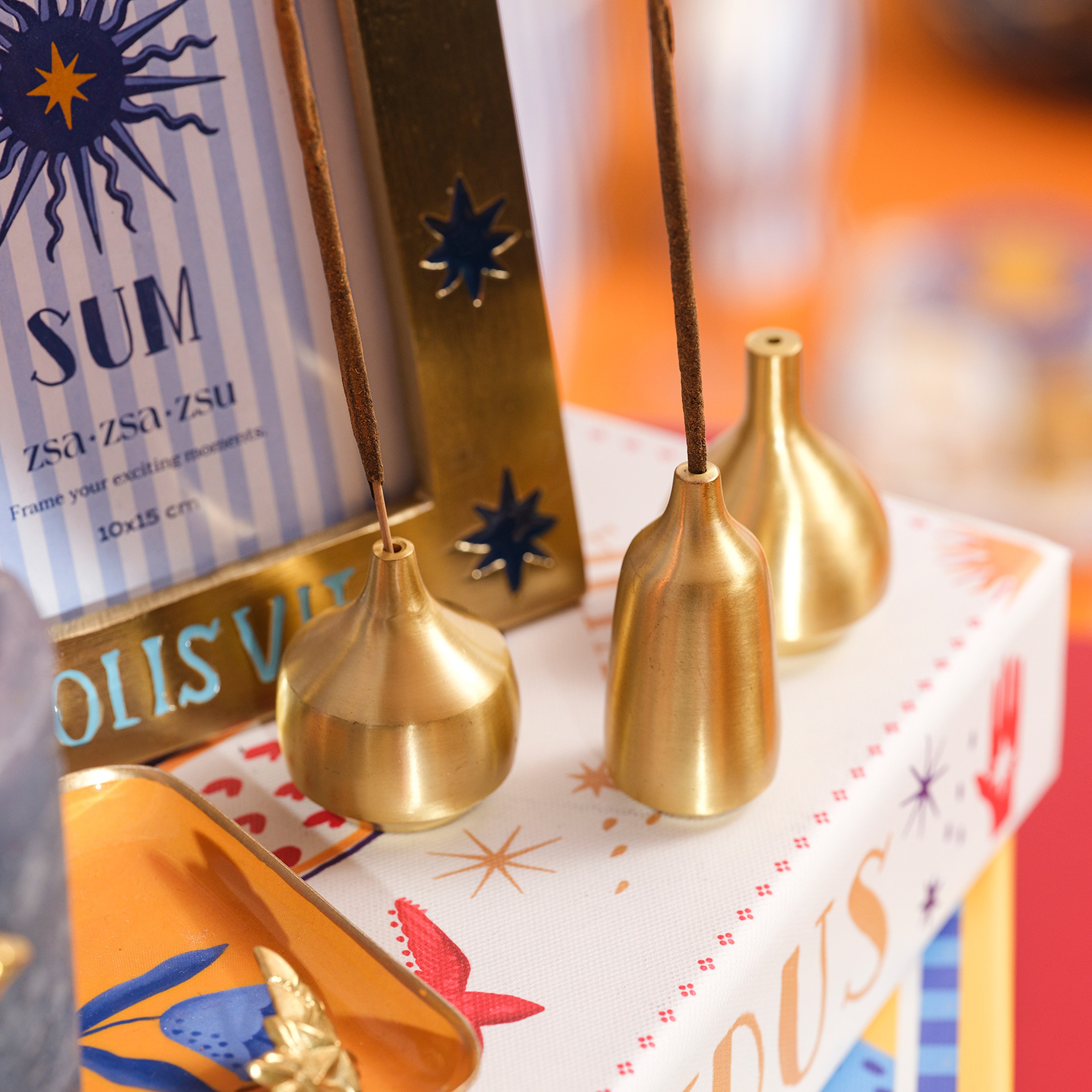 Lotus Pirinç Tütsü Tutucu 3x3x6 Cm Mat Altın