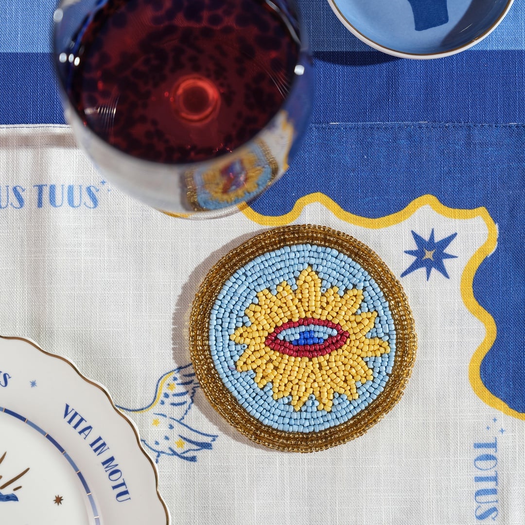 Khanpur Cam Boncuk Bardak Altlığı 10 Cm Mavi