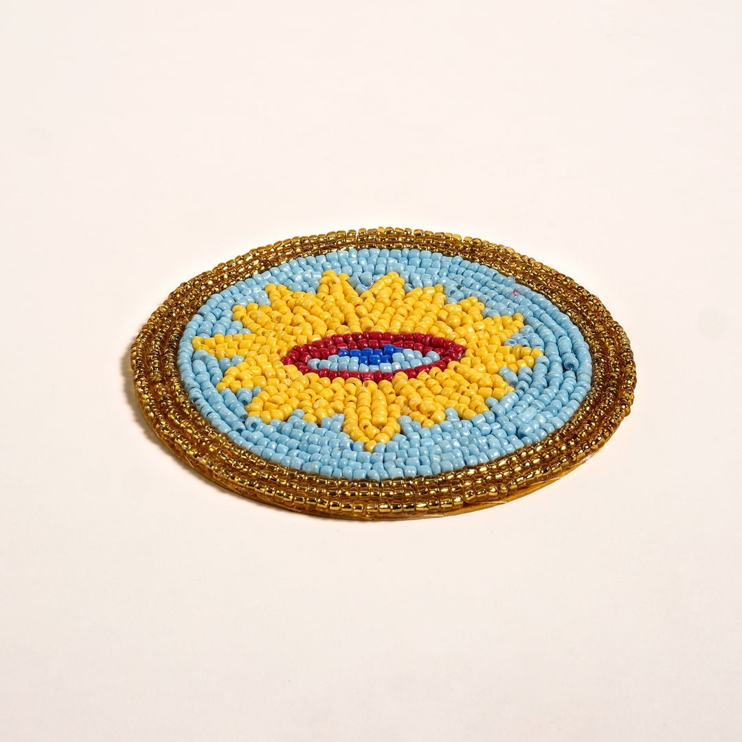 Khanpur Cam Boncuk Bardak Altlığı 10 Cm Mavi