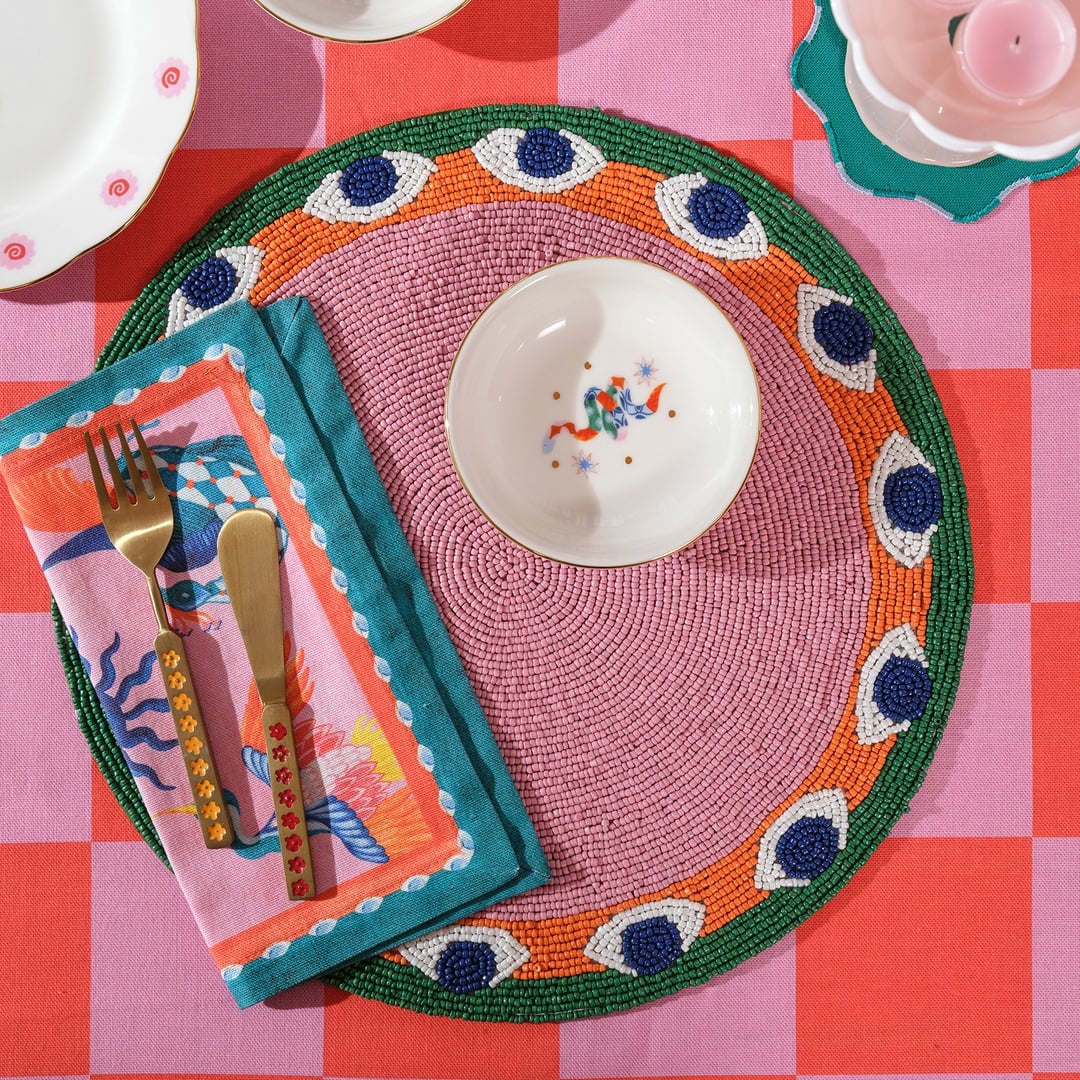 Khanpur Cam Boncuk Amerikan Servis 35 Cm Renkli