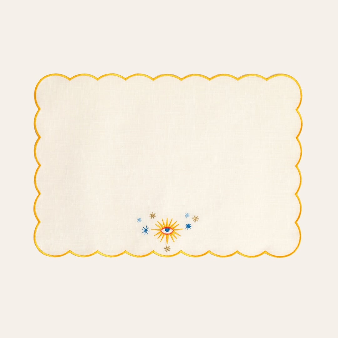 Nilüfer Overloklu Nakışlı Pamuk Amerikan Servis 35x50 Cm Ekru