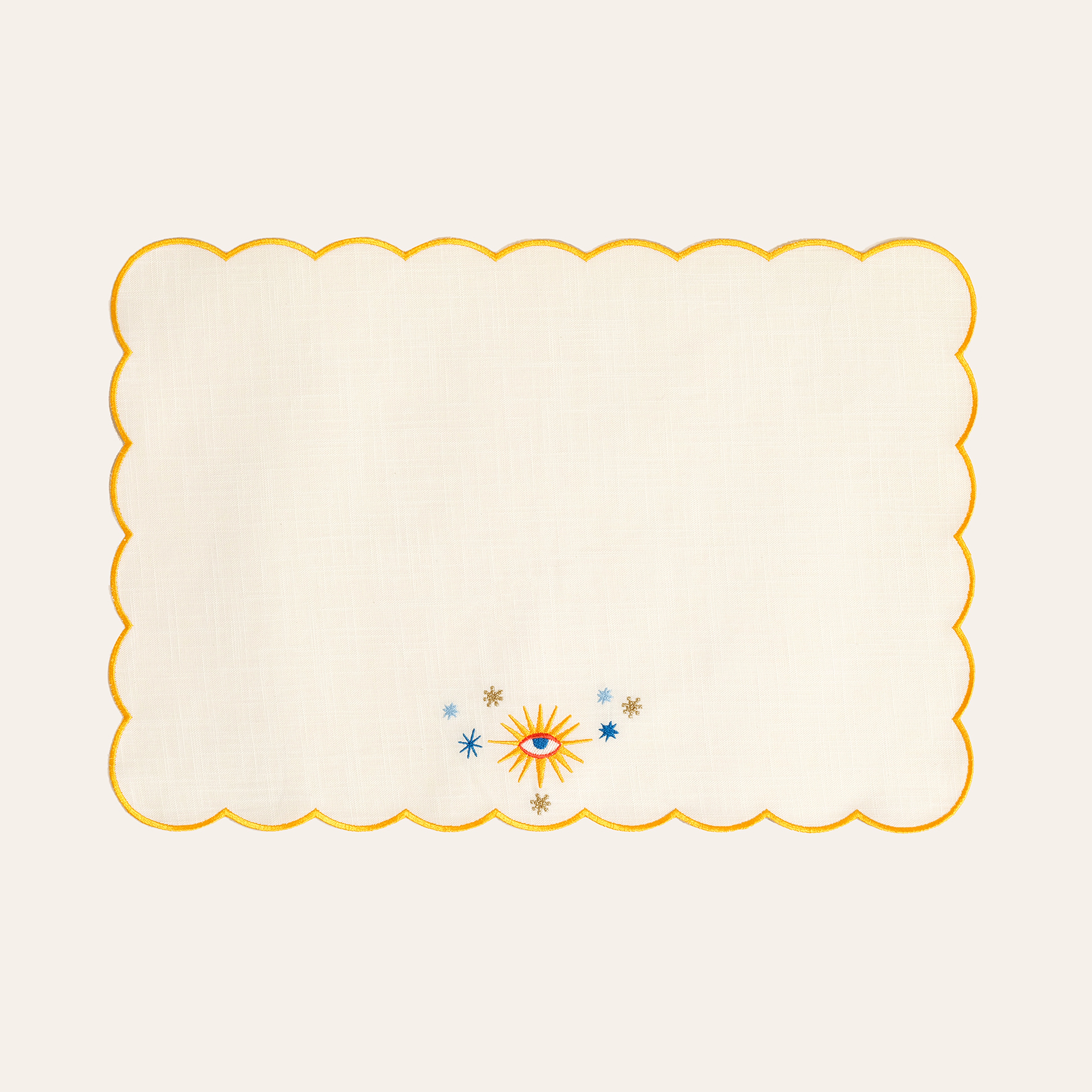 Nilüfer Overloklu Nakışlı Pamuk Amerikan Servis 35x50 Cm Ekru