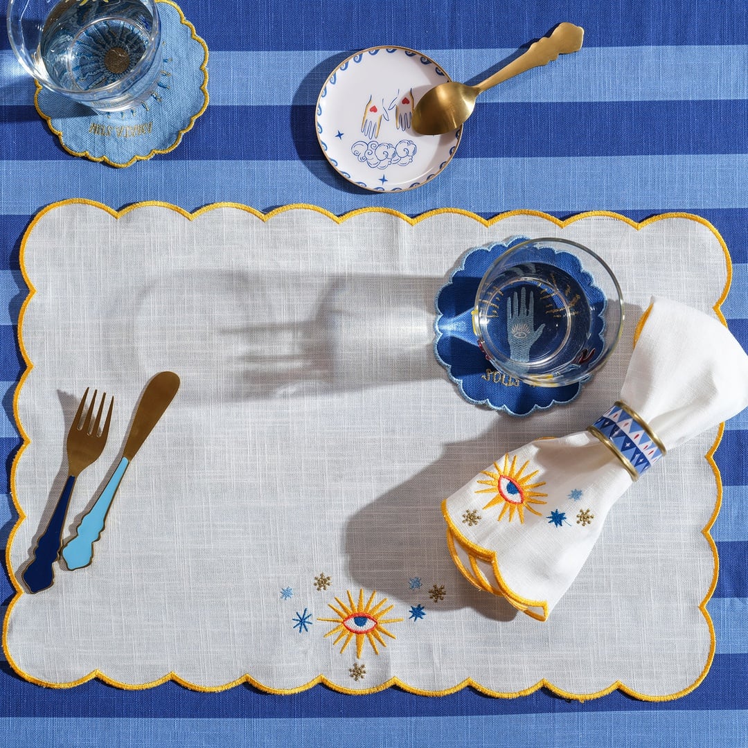 Nilüfer Overloklu Nakışlı Pamuk Amerikan Servis 35x50 Cm Ekru