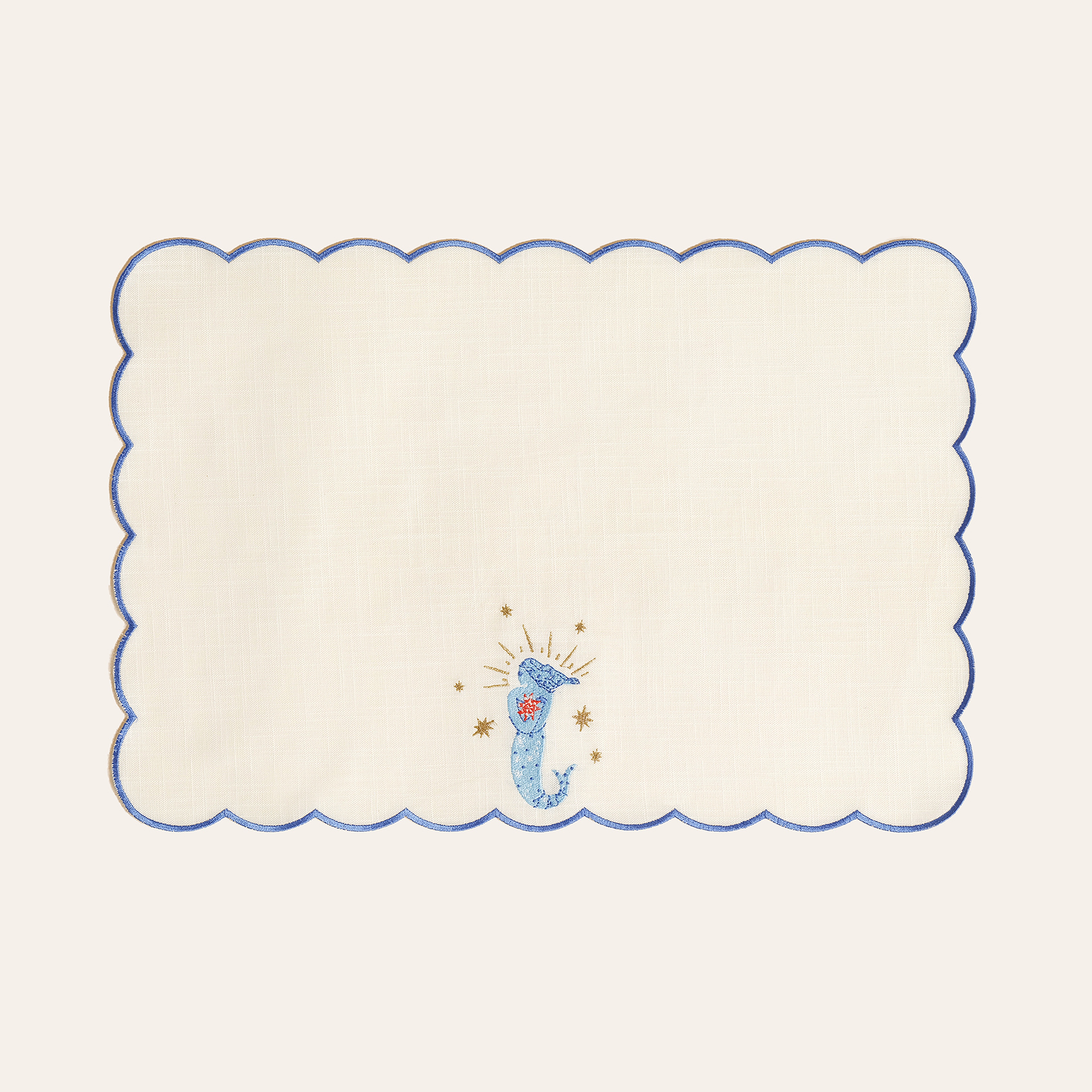 Nilüfer Overloklu Nakışlı Pamuk Amerikan Servis 35x50 Cm Ekru