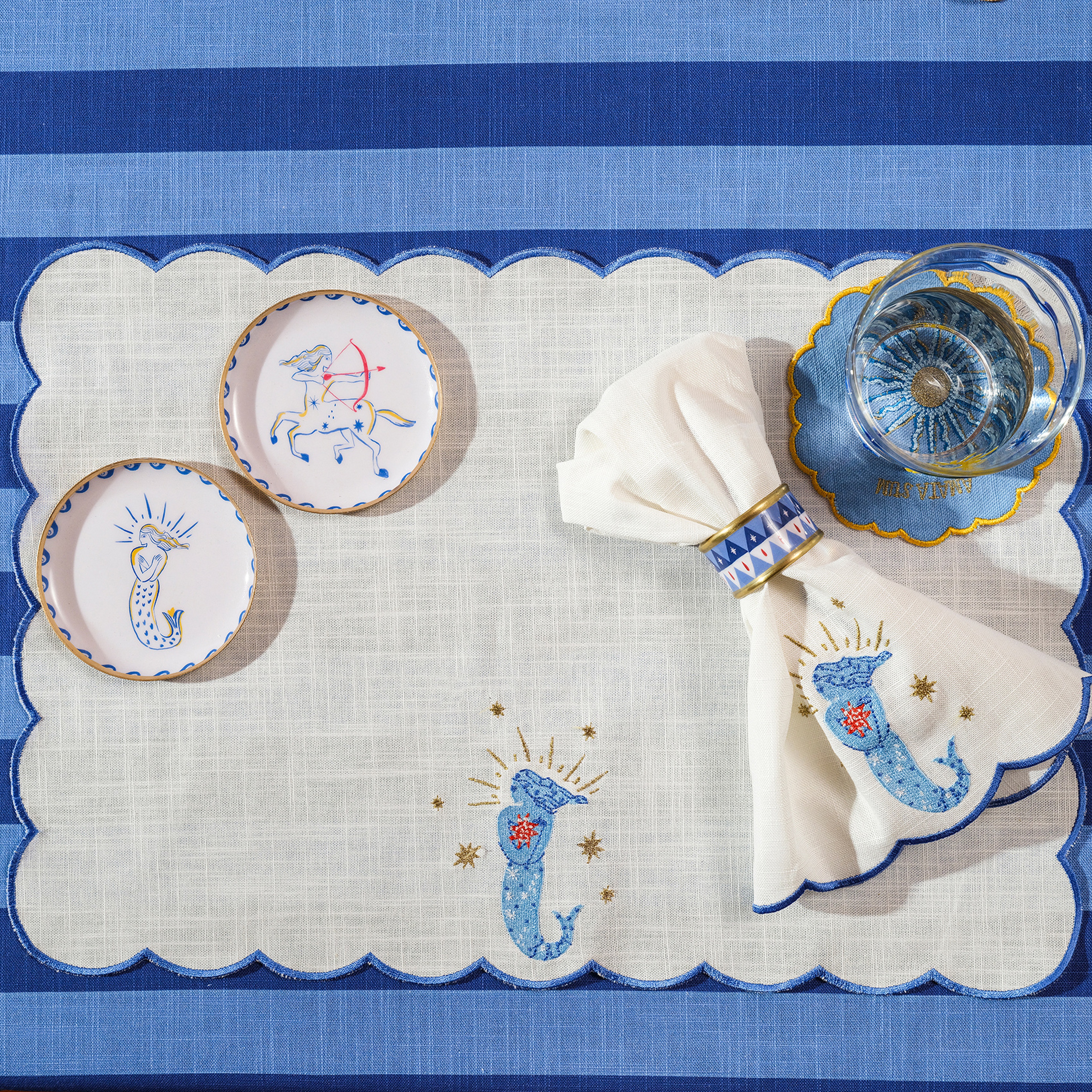 Nilüfer Overloklu Nakışlı Pamuk Amerikan Servis 35x50 Cm Ekru