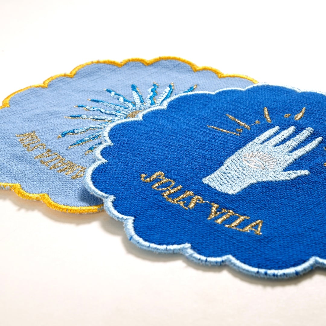 Nilüfer Dijital Baskılı Overloklu Nakışlı Pamuk Bardak Altlığı 13x13 Cm Açık Mavi - Koyu Mavi