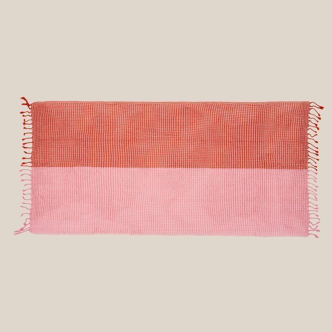 Baklan Waffle Pamuk Pamuklu Peştamal 90x170 Cm Kırmızı - Pembe