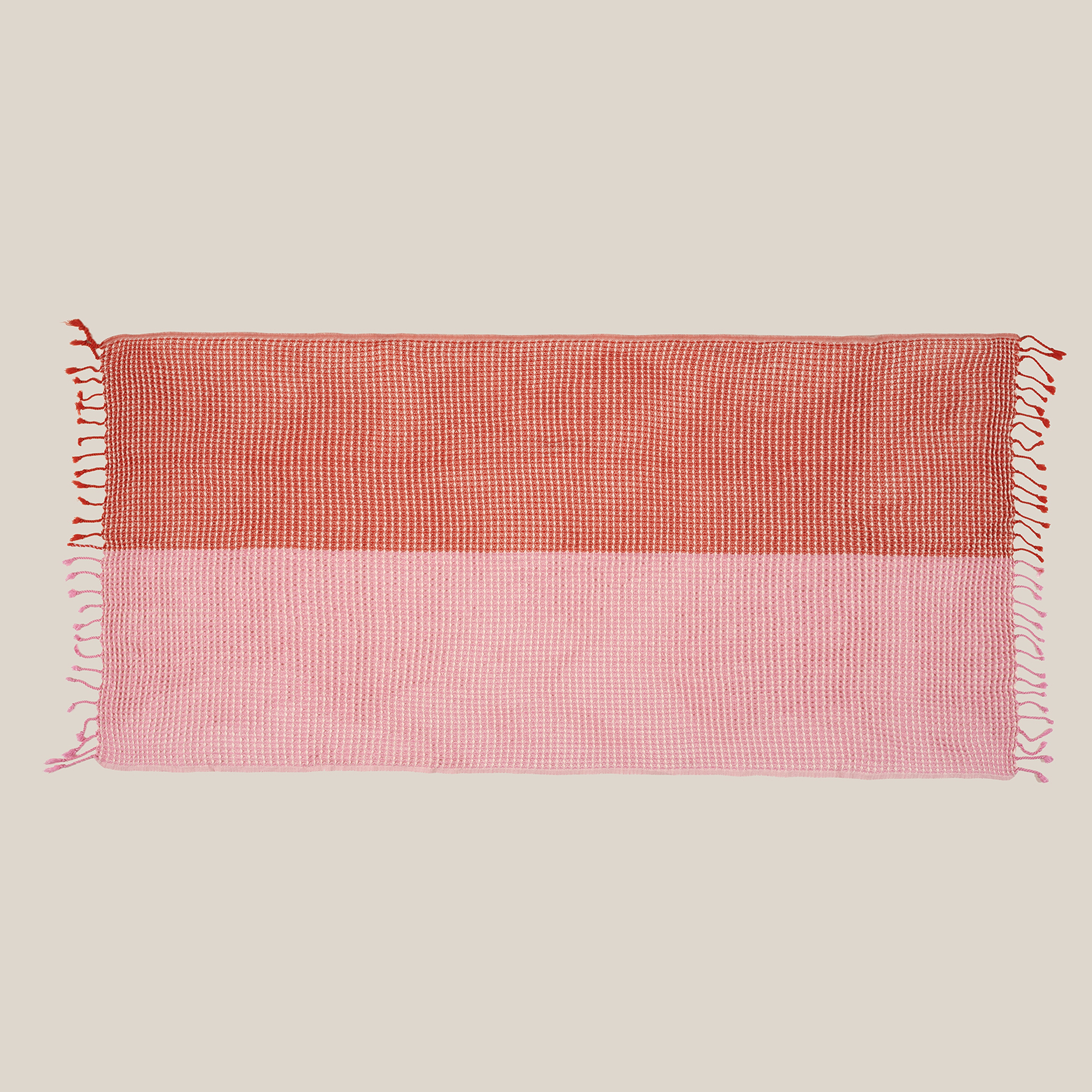 Baklan Waffle Pamuk Pamuklu Peştamal 90x170 Cm Kırmızı - Pembe