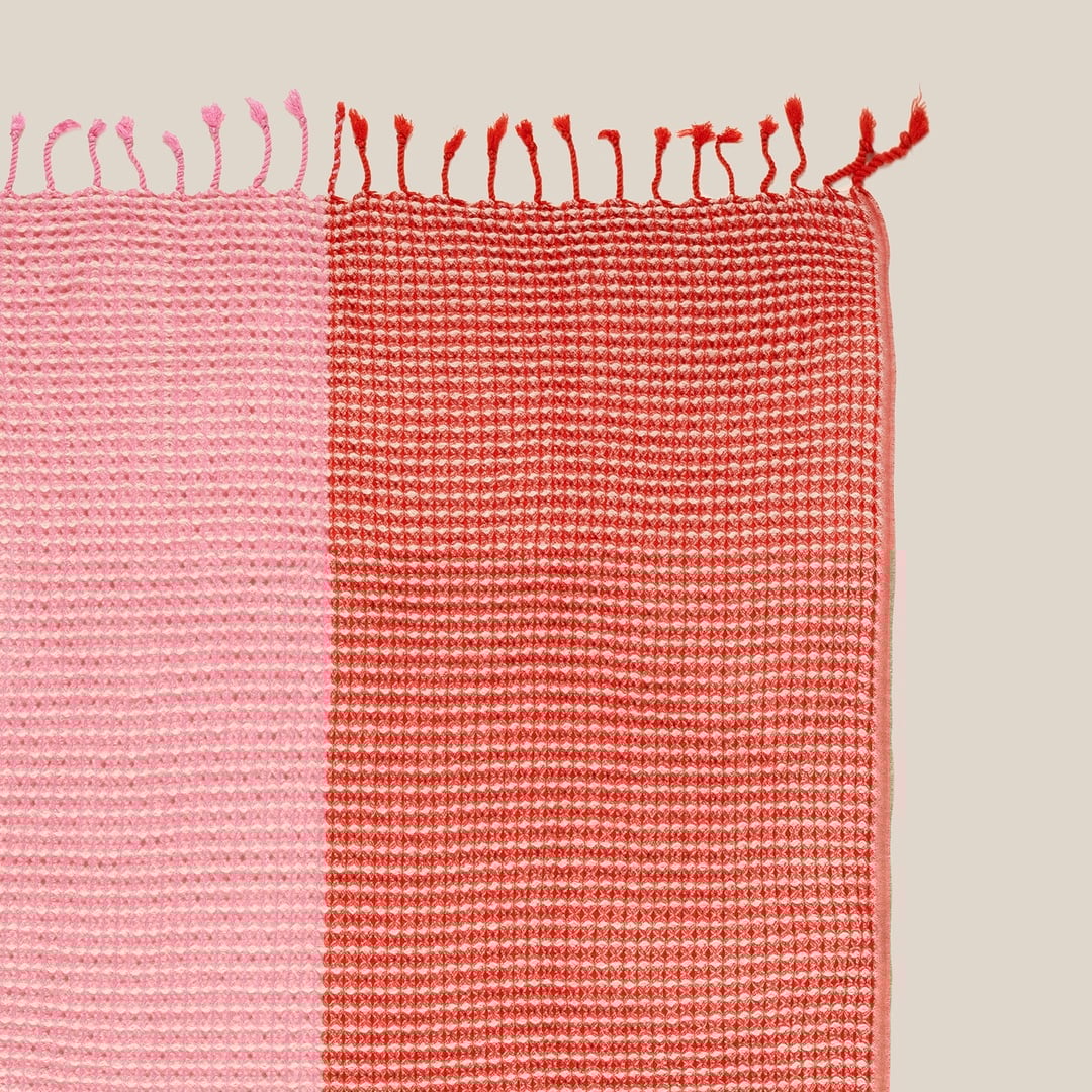 Baklan Waffle Pamuk Pamuklu Peştamal 90x170 Cm Kırmızı - Pembe