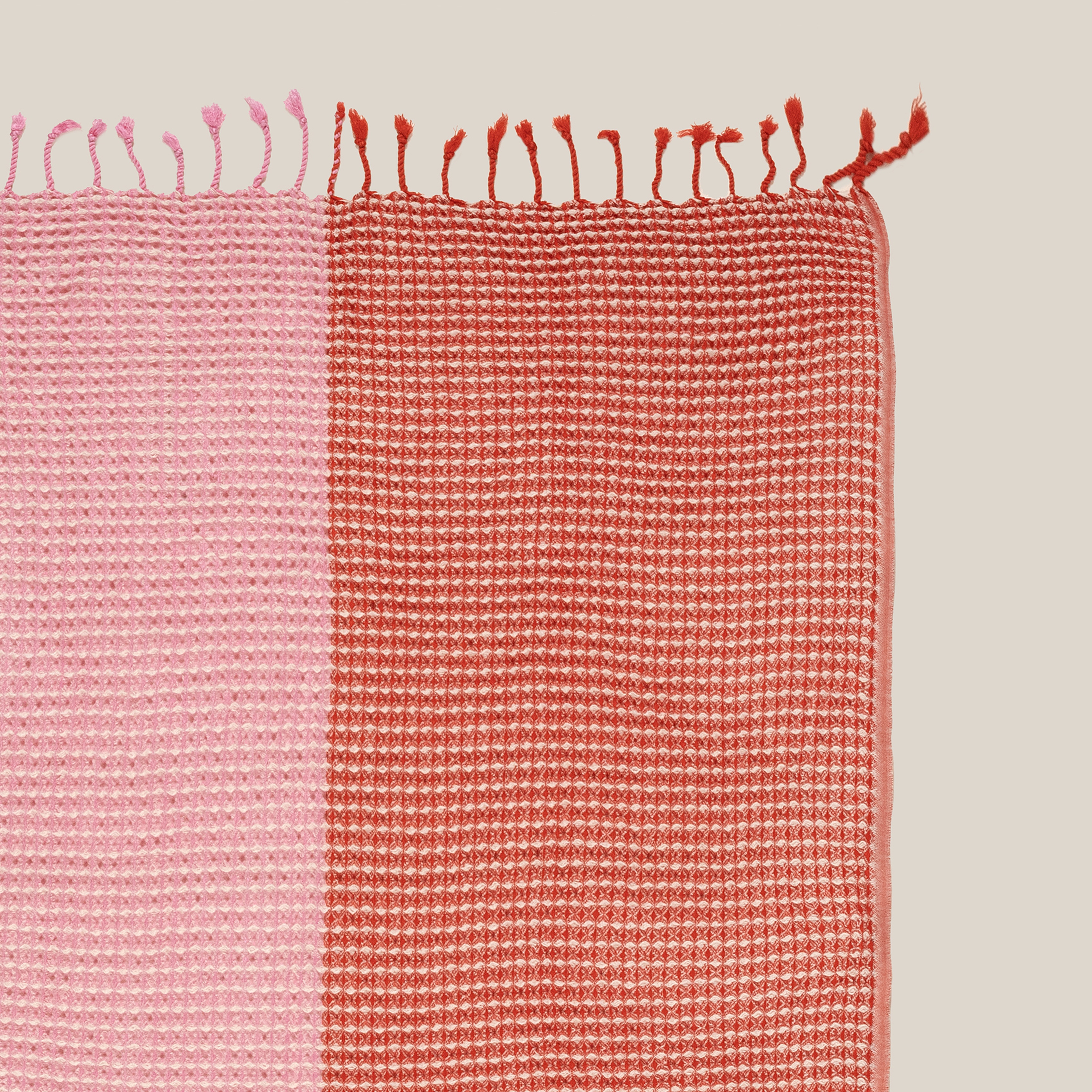 Baklan Waffle Pamuk Pamuklu Peştamal 90x170 Cm Kırmızı - Pembe