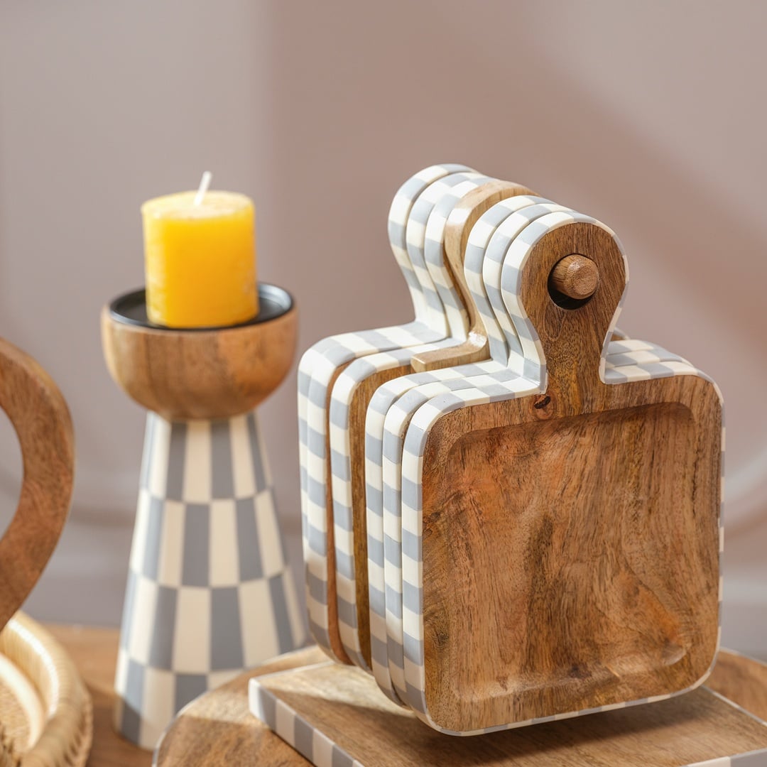 Nohar Mango Ağacı Sunum Tahtası 17x16x23 Cm Natural - Grı