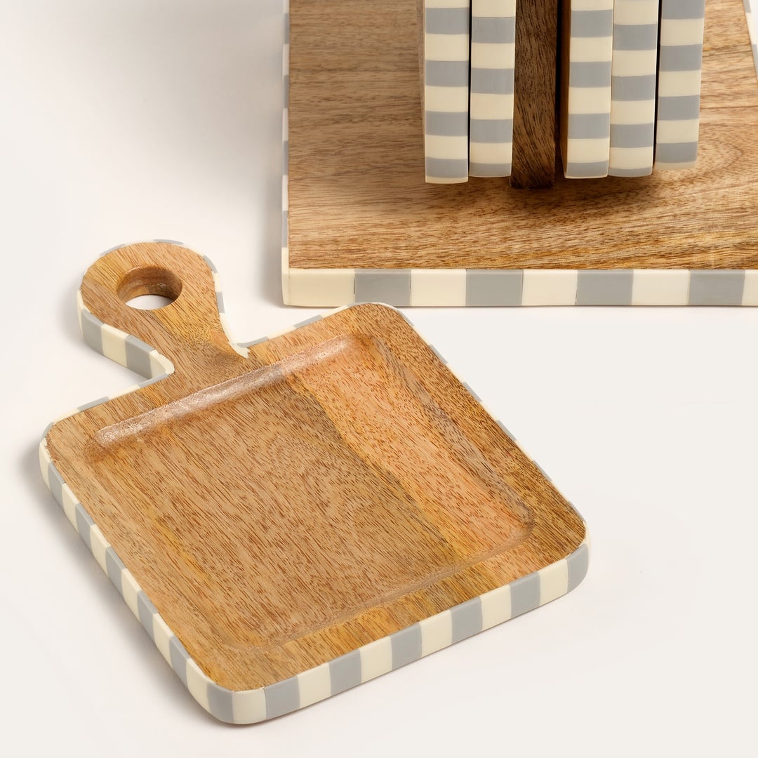 Nohar Mango Ağacı Sunum Tahtası 17x16x23 Cm Natural - Grı