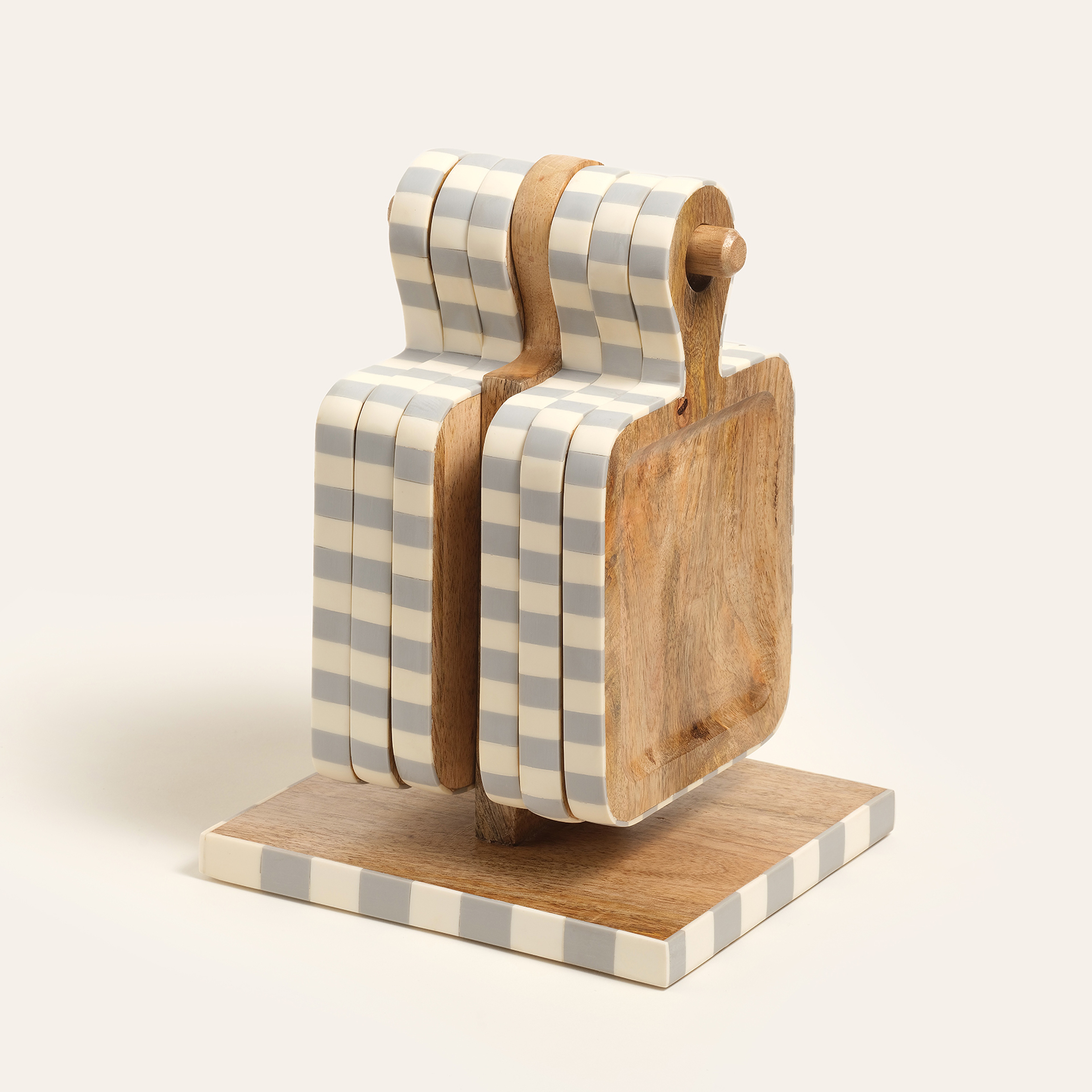 Nohar Mango Ağacı Sunum Tahtası 17x16x23 Cm Natural - Grı