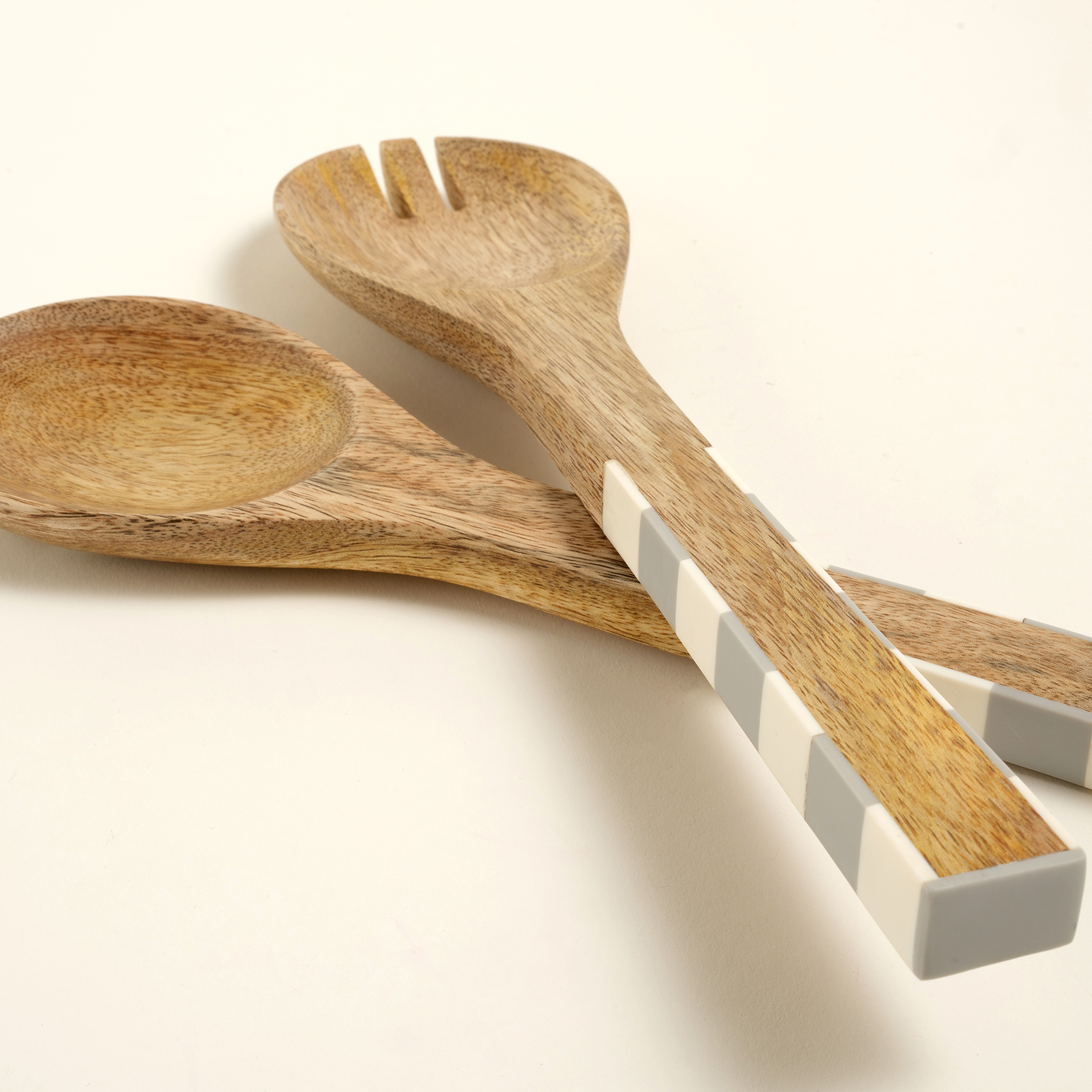 Nohar Mango Ağacı - Reçine Salata Kaşık Seti 30x8x3 Cm Natural - Grı