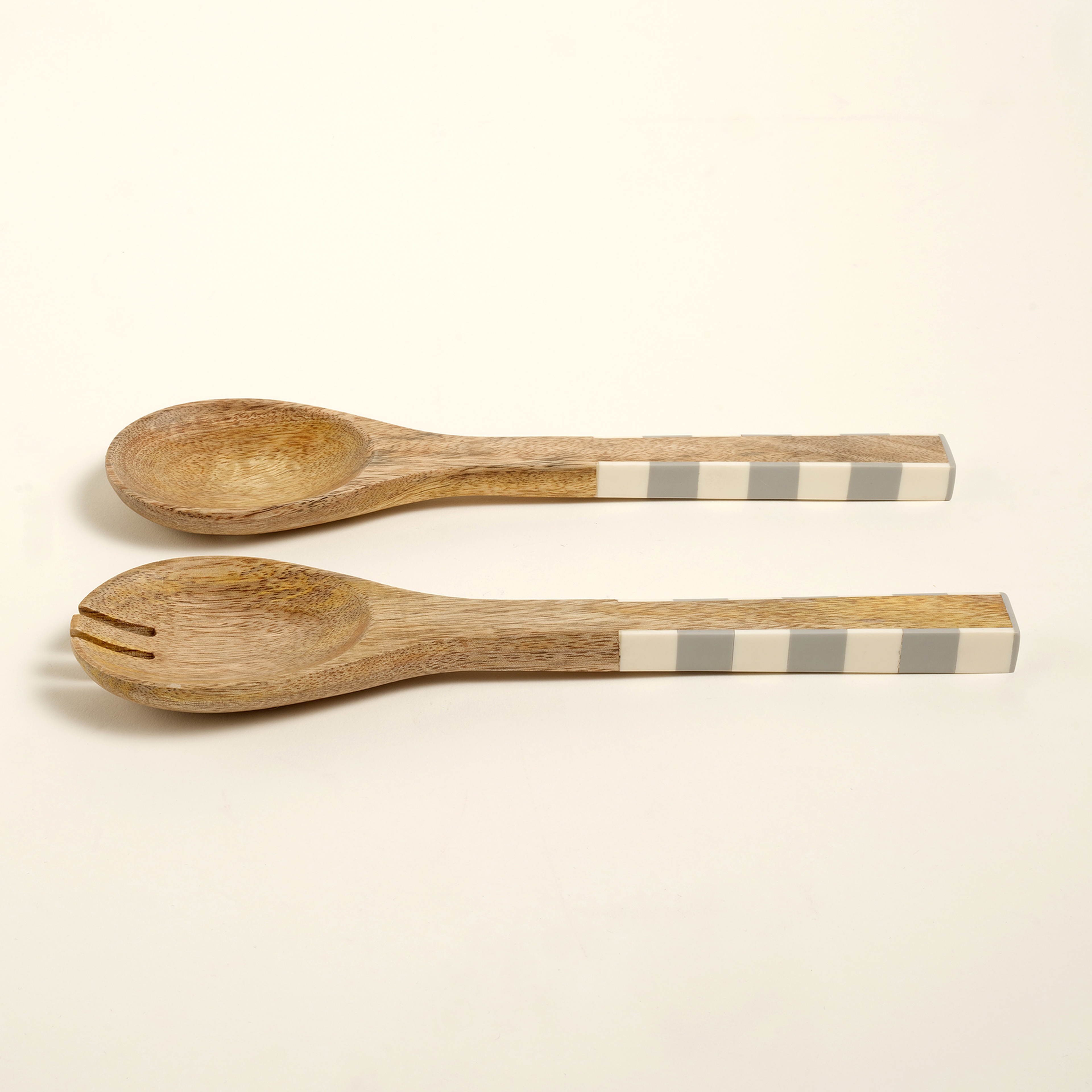 Nohar Mango Ağacı - Reçine Salata Kaşık Seti 30x8x3 Cm Natural - Grı