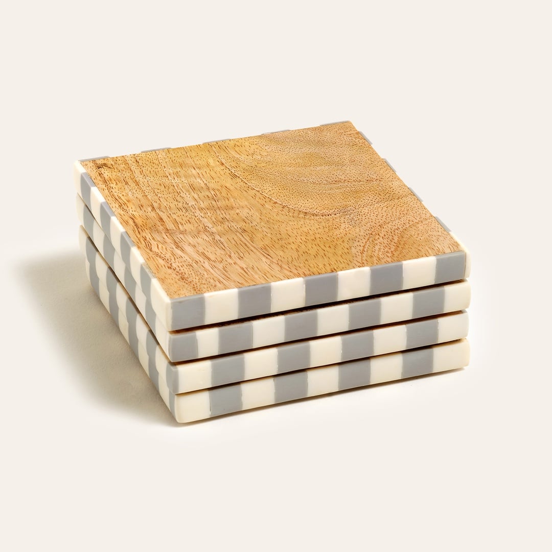 Nohar Mango Ağacı Bardak Altlığı 10x10x4 Cm Natural - Grı